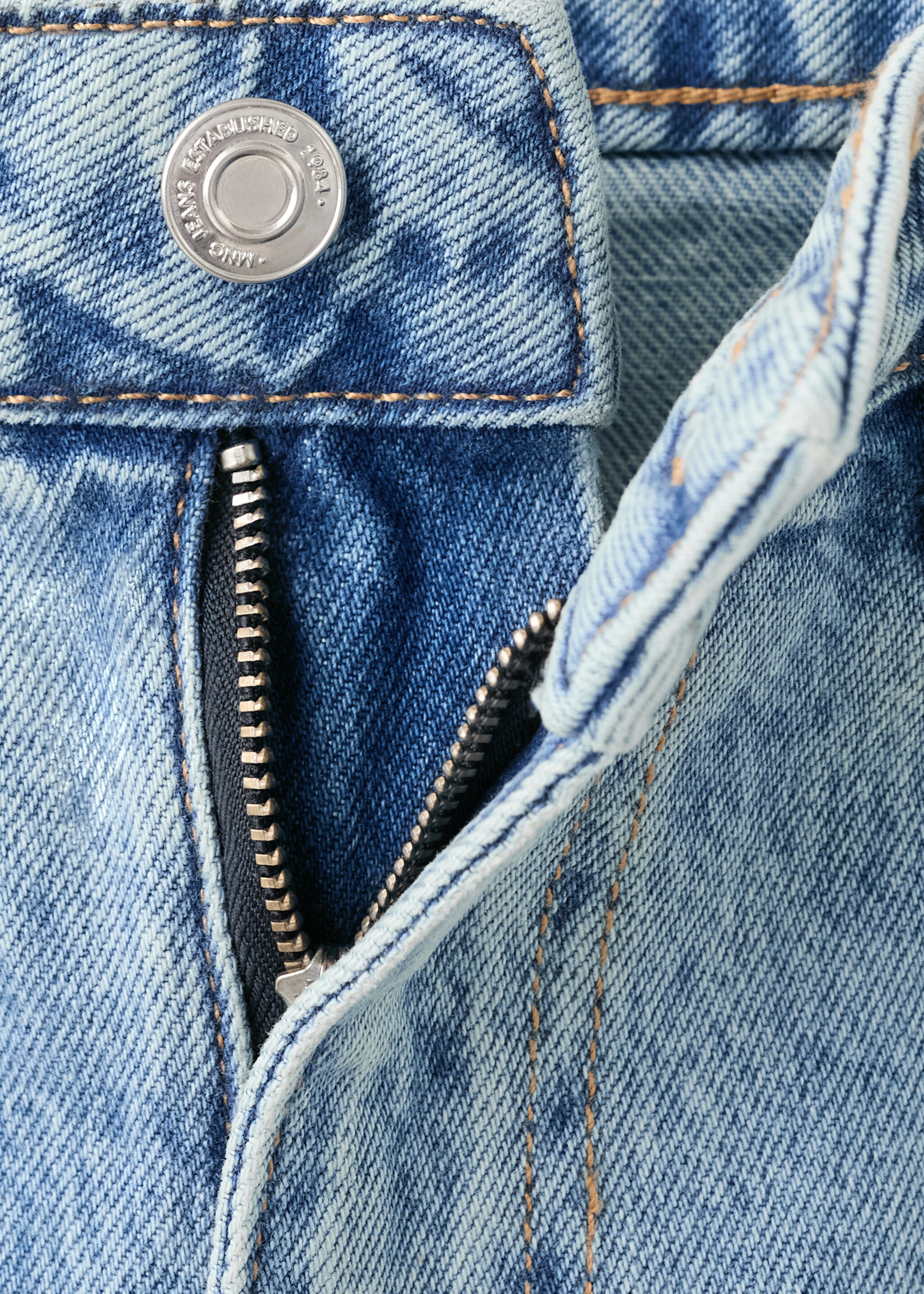 Mid-rise straight jeans - Details of the article 8, Medium Blue. Ref: 27097891-00.