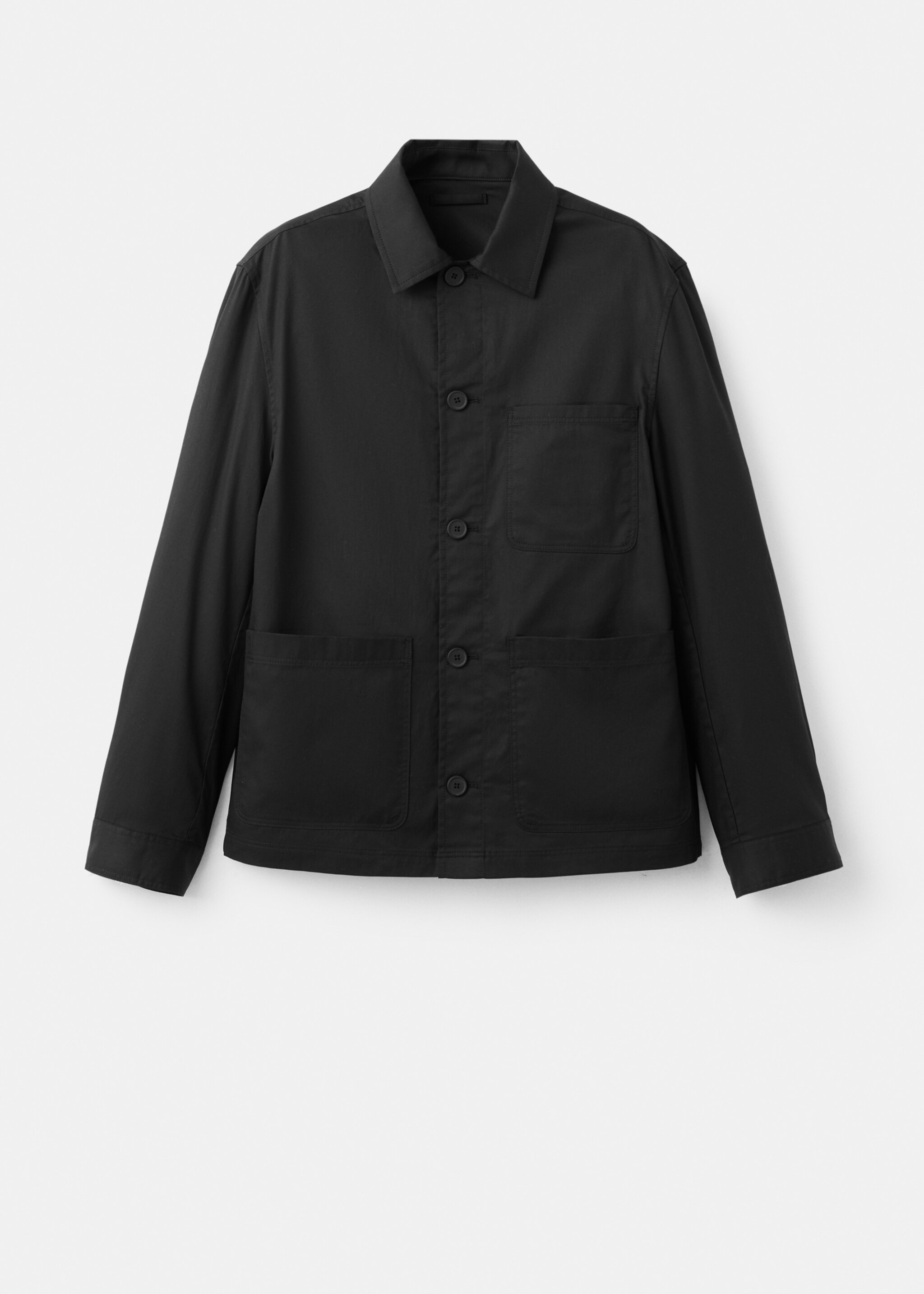Lyocell cotton jacket with pockets - Article without model, Black. Ref: 27097892-00.