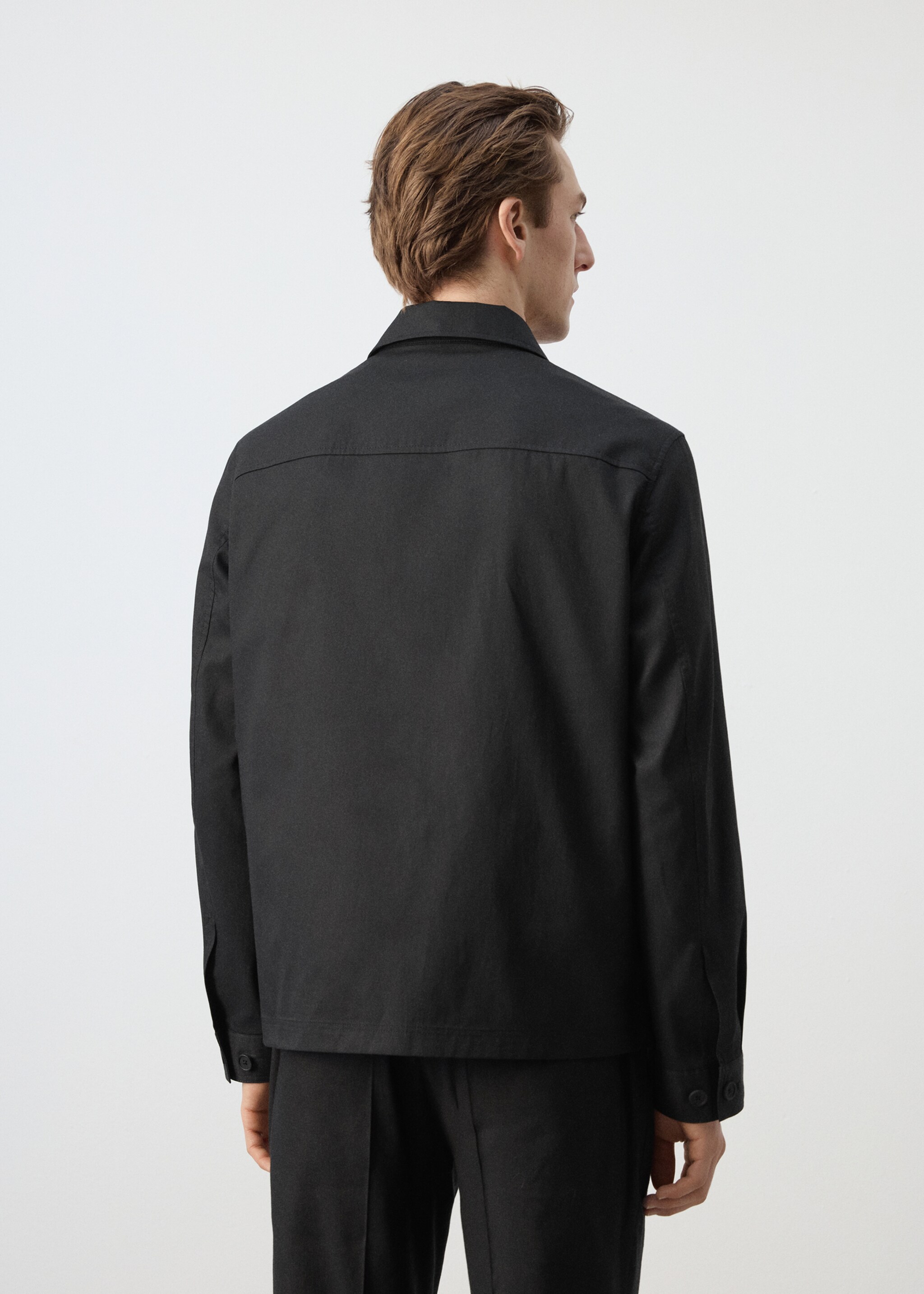Lyocell cotton jacket with pockets - Reverse of the article, Black. Ref: 27097892-00.