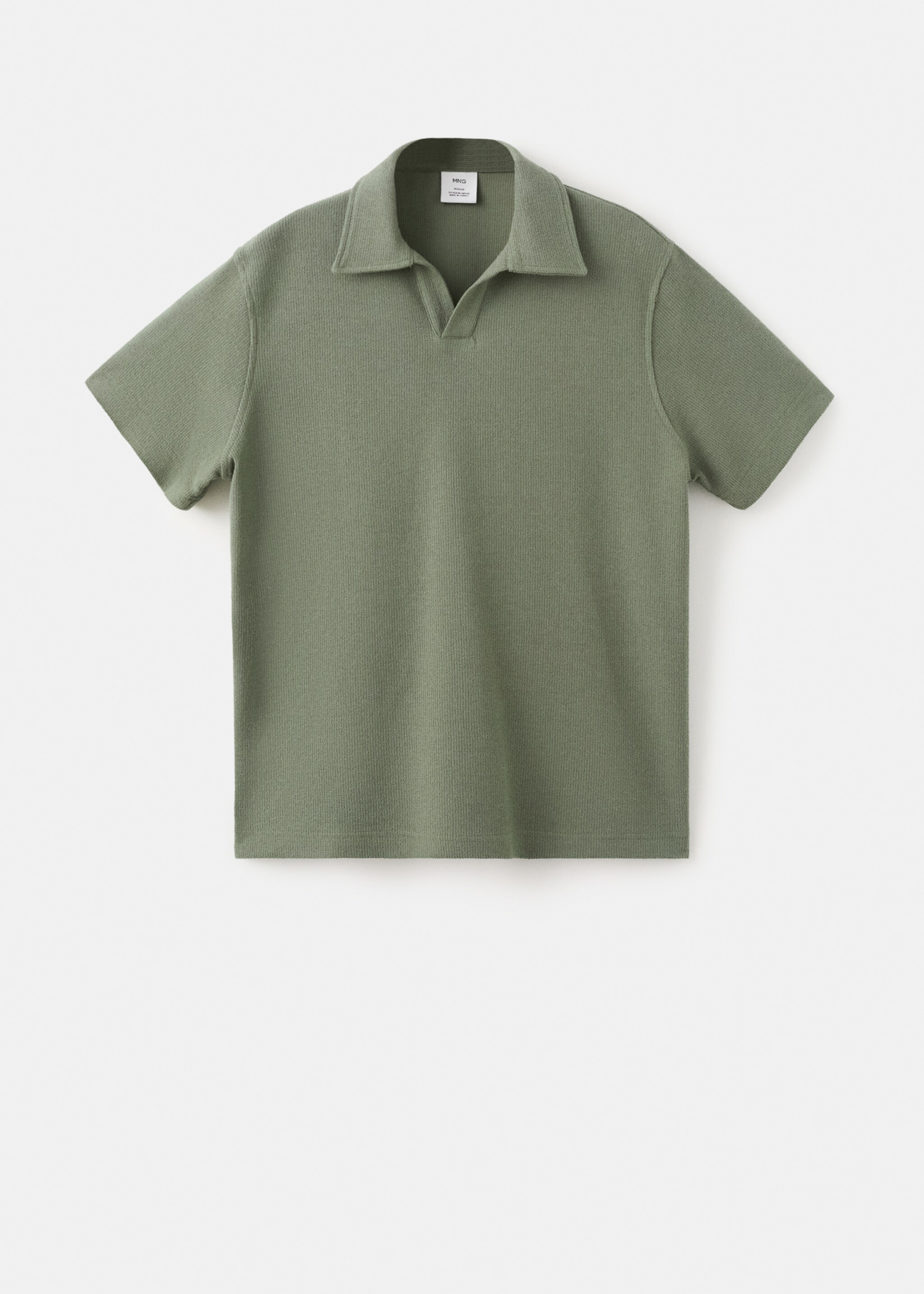 Regular-fit textured polo shirt - Article without model, Forest Green. Ref: 27097895-00.