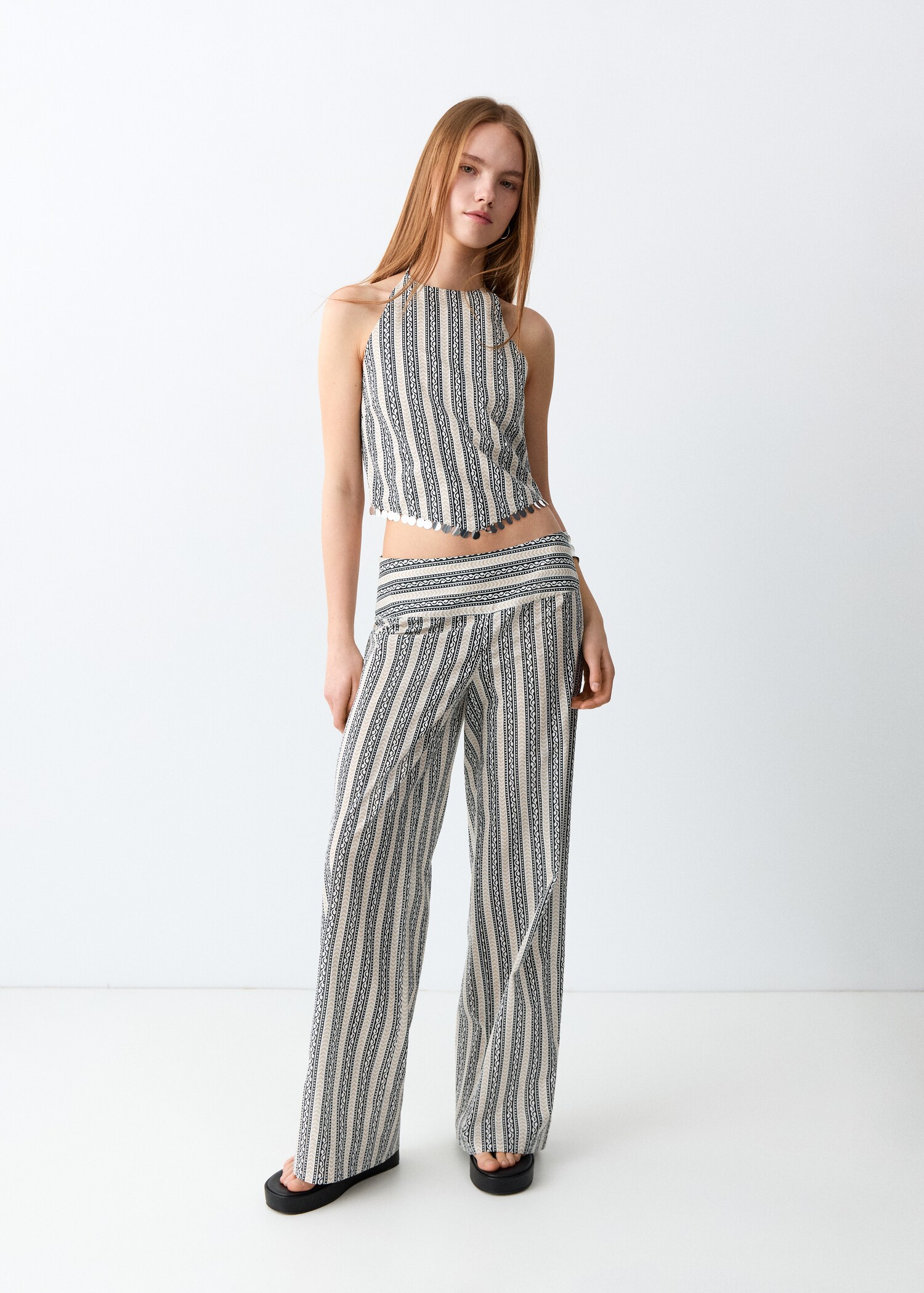 Printed straight trousers - Medium plane