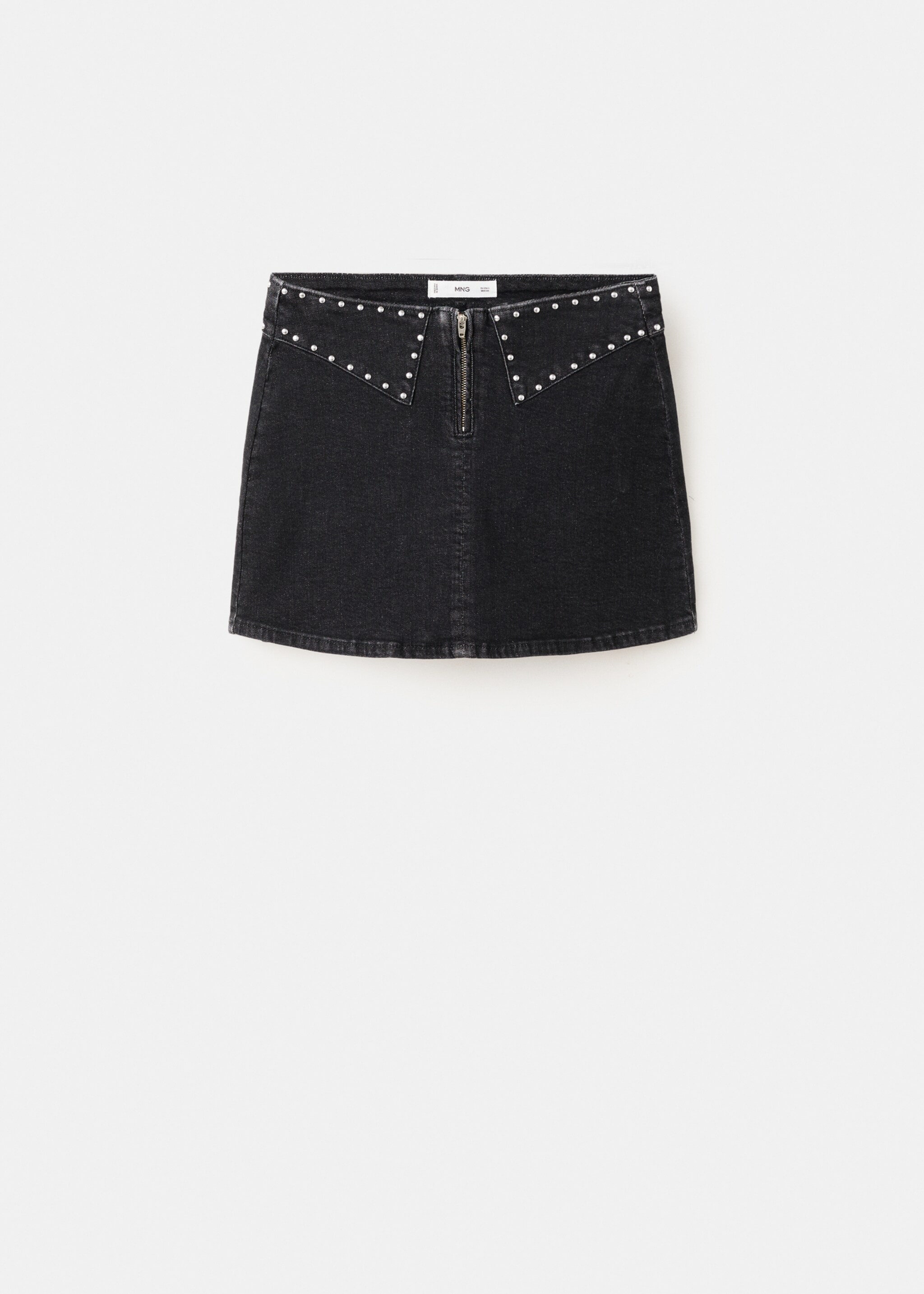 Jupe courte à clous - Article sans modèle, Black denim. Ref: 27097901-00.