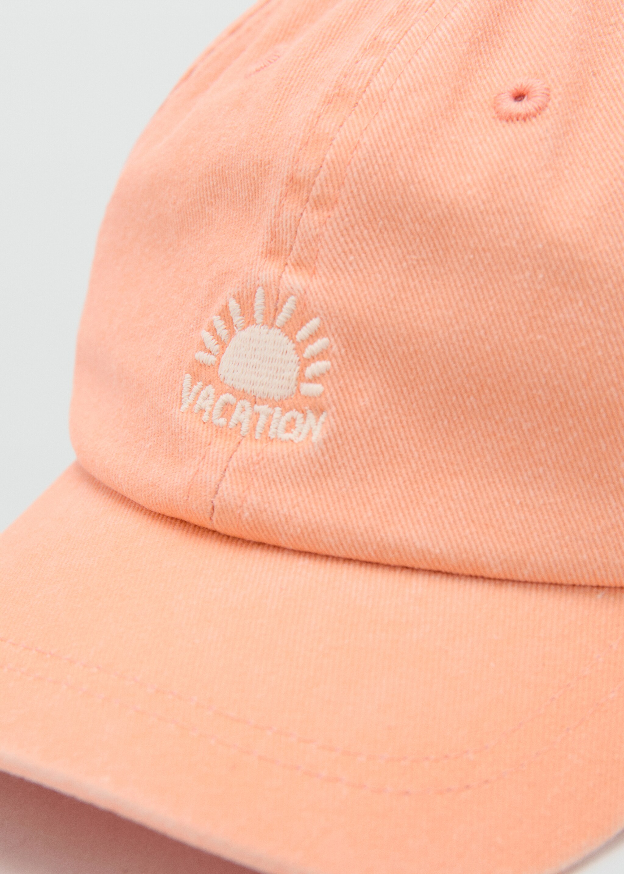 Embroidered cotton cap - Details of the article 1, Orange. Ref: 27097908-00.