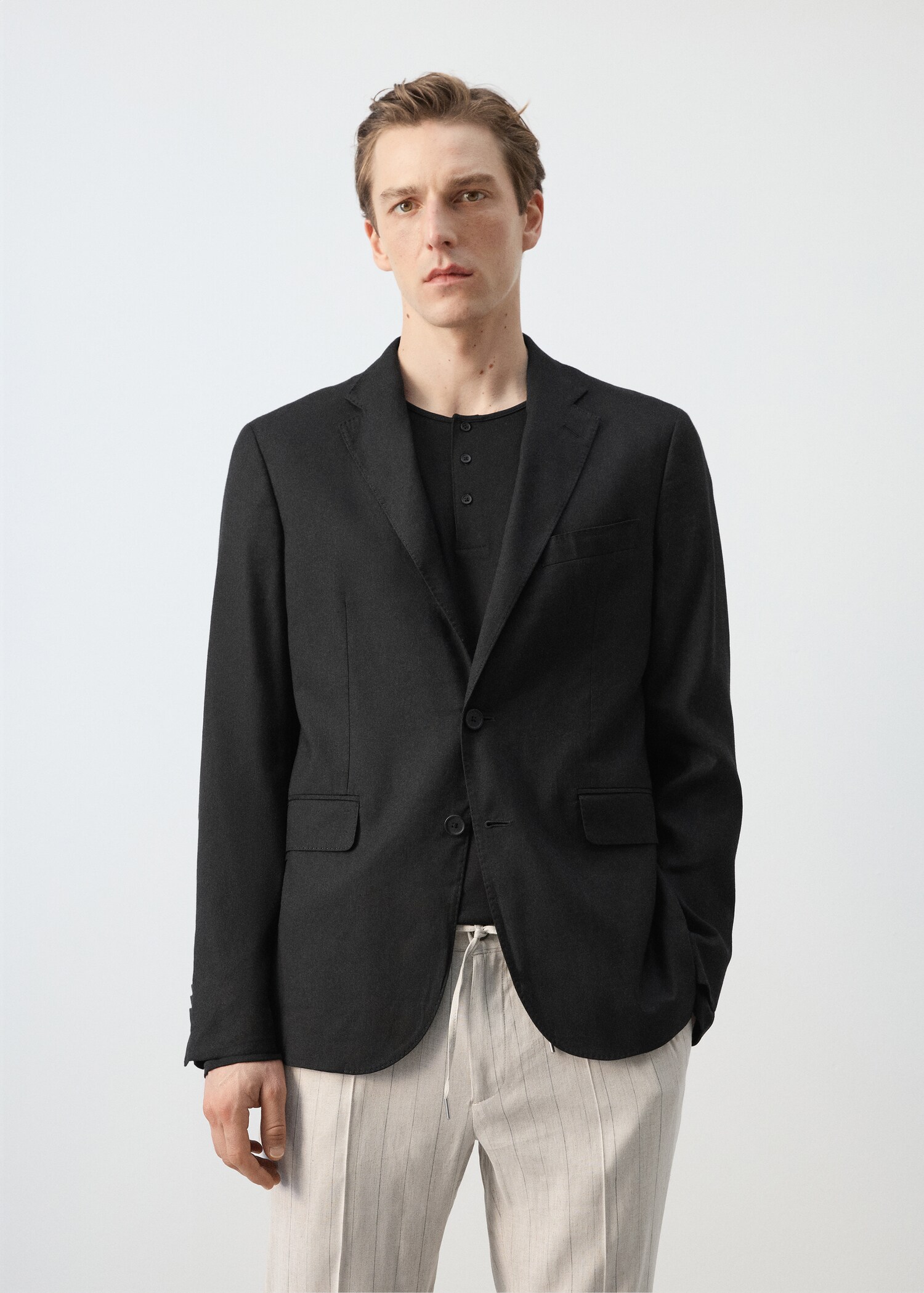 Veste costume slim-fit mélange de lin - Plan moyen