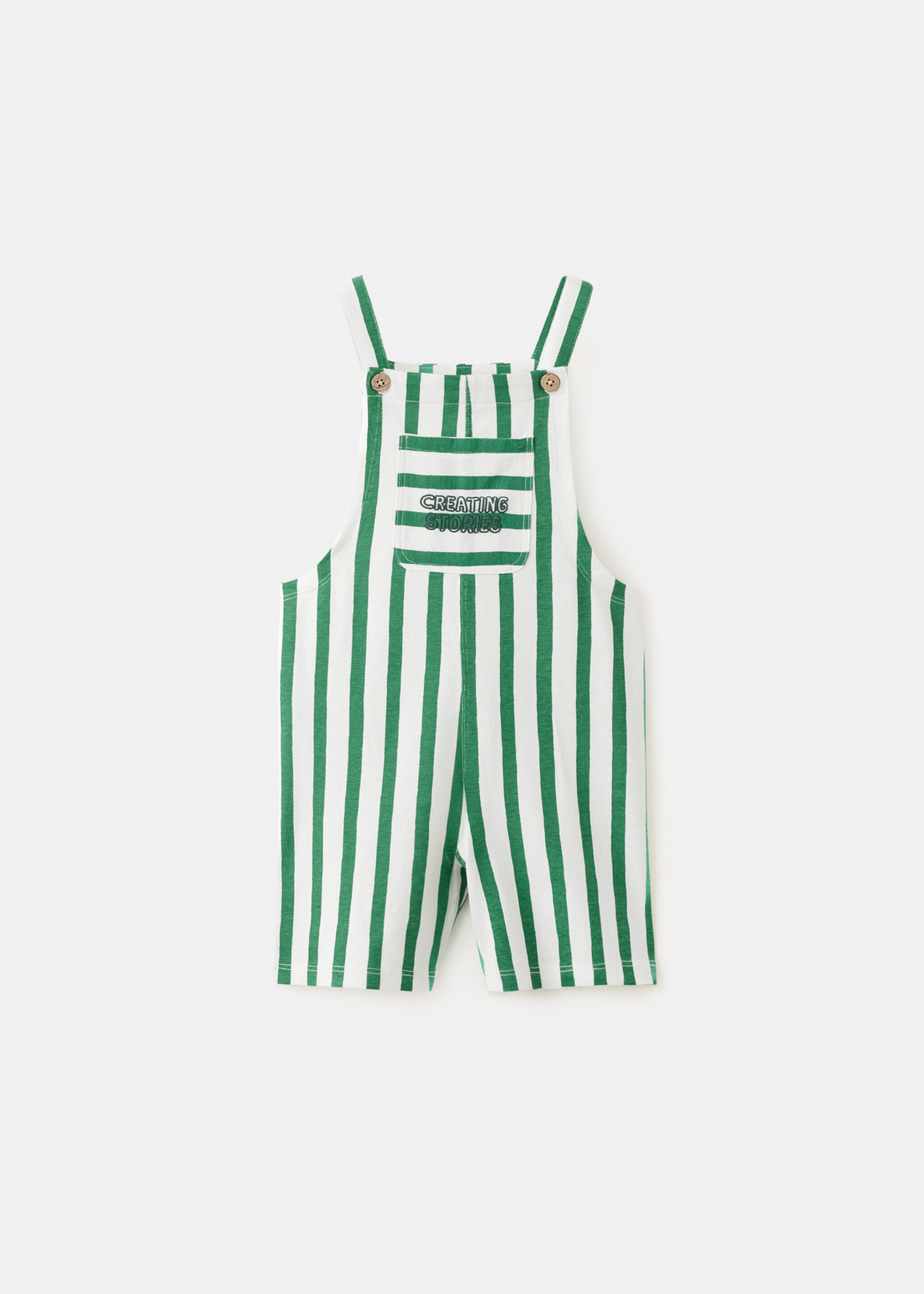 Striped dungarees with print detail - Article without model, Green. Ref: 27097911-00.