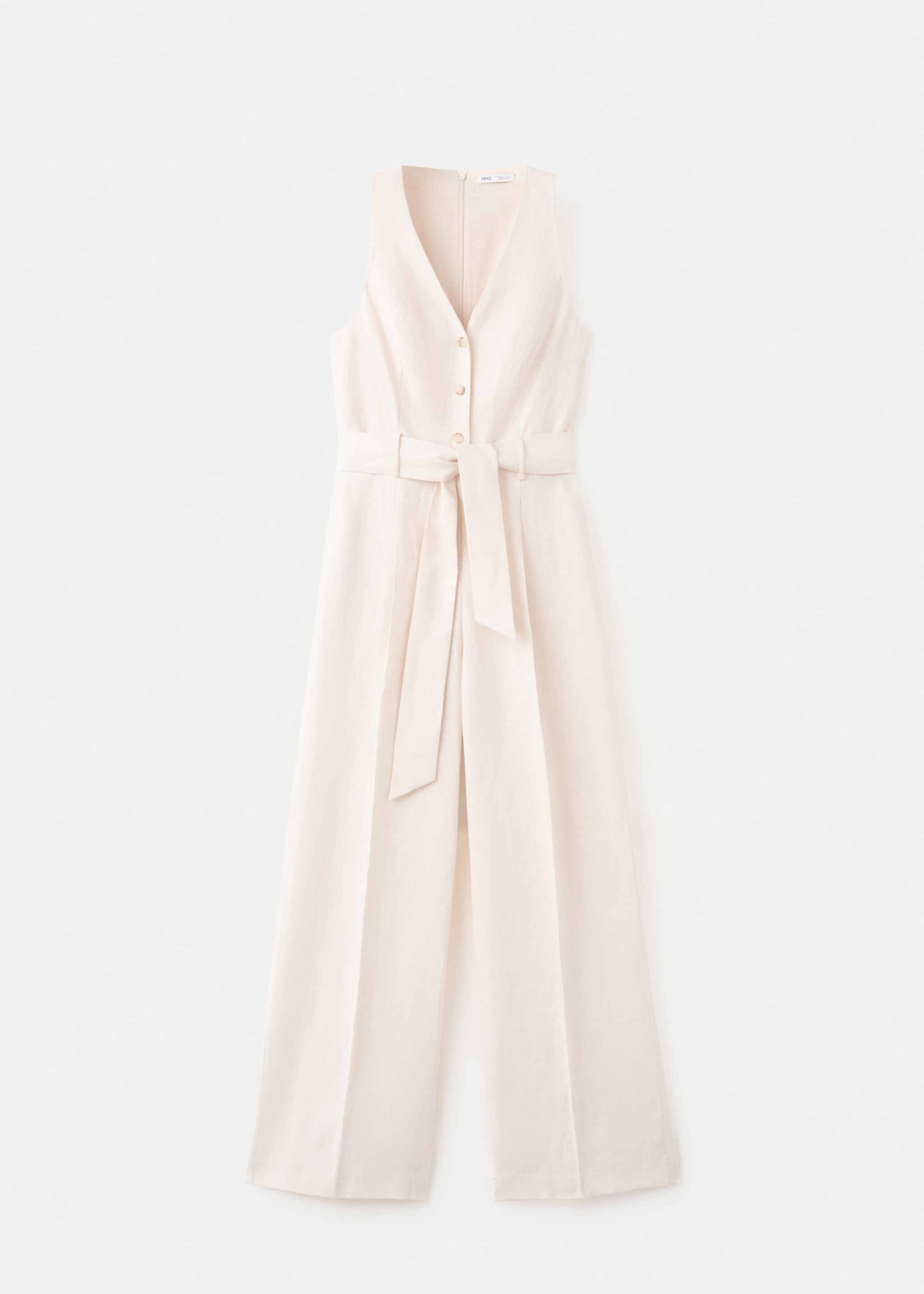 Belt linen jumpsuit - Article without model, Ecru. Ref: 27097913-00.