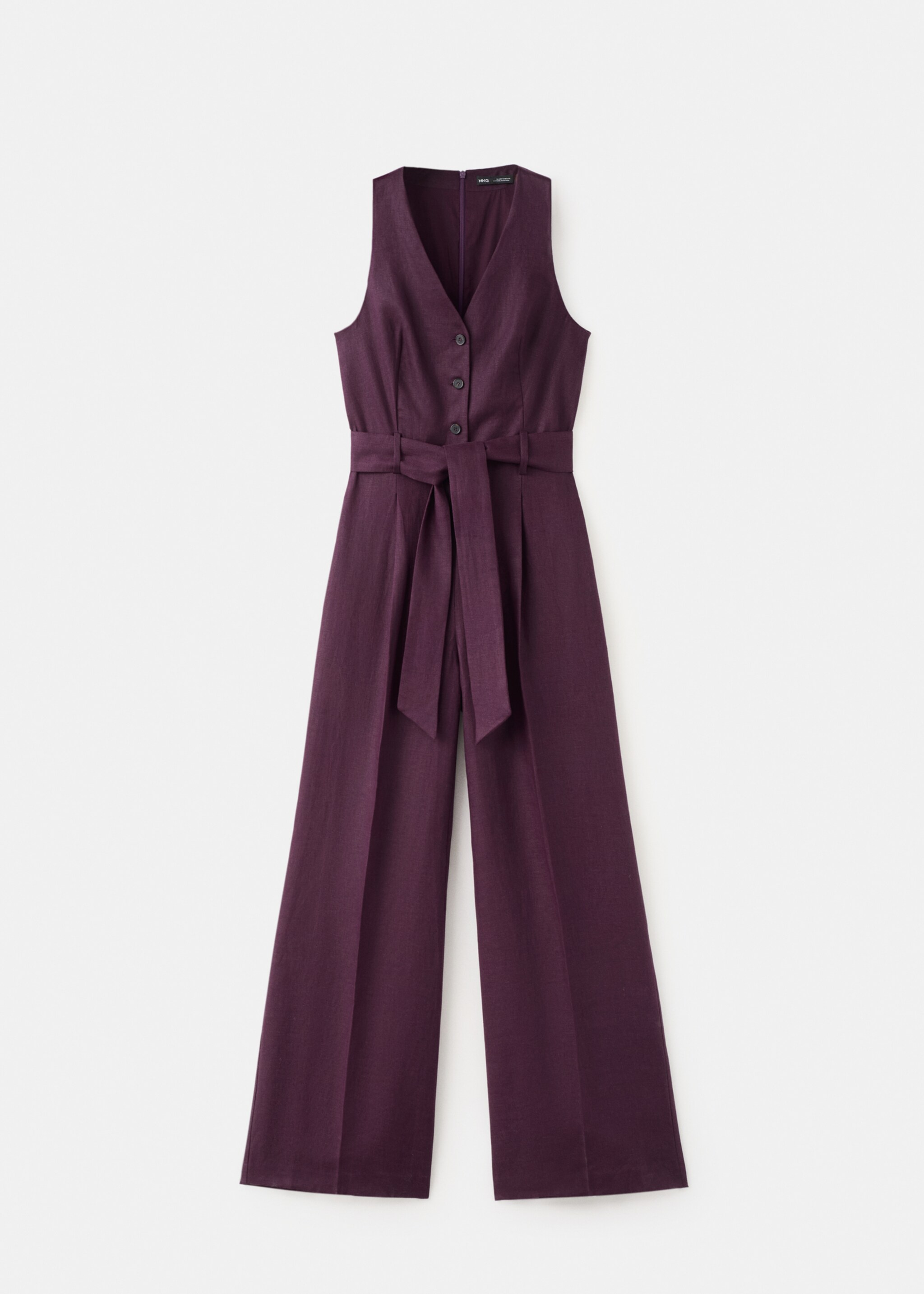 Belt linen jumpsuit - Article without model, Blackberry. Ref: 27097913-00.