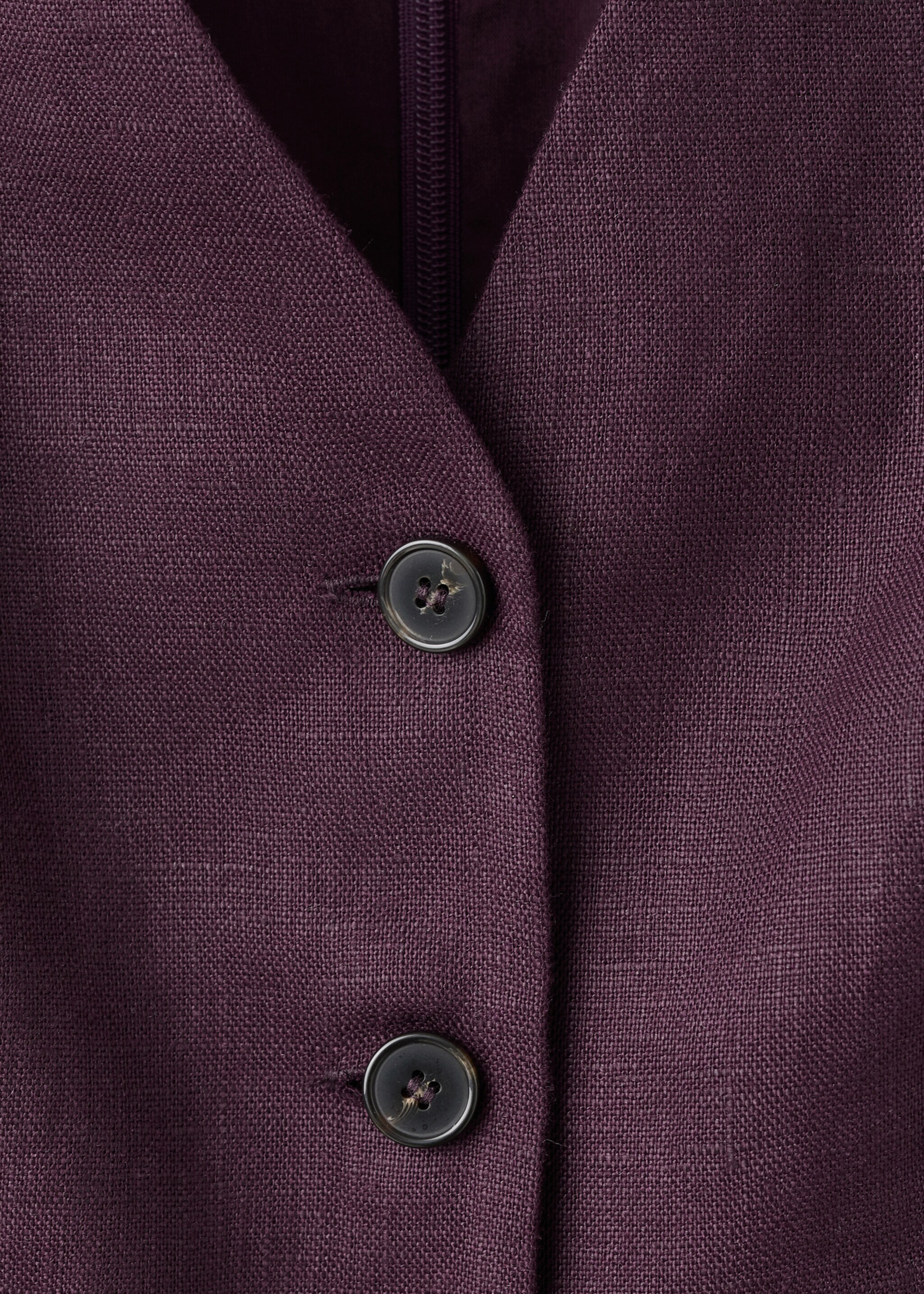 Belt linen jumpsuit - Details of the article 0, Blackberry. Ref: 27097913-00.
