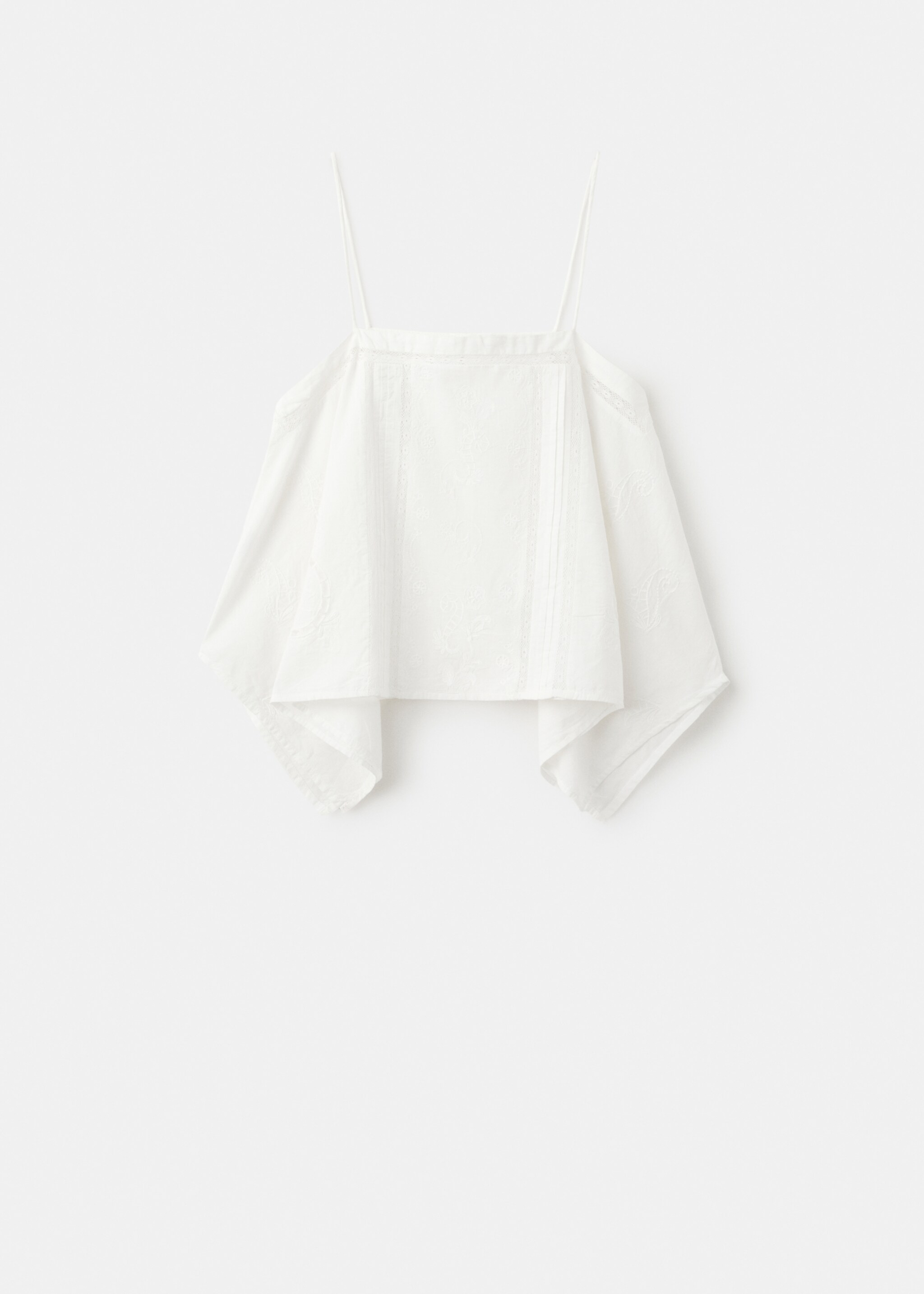 Top brodé ajouré - Article sans modèle, Blanc cassé. Ref: 27097914-00.