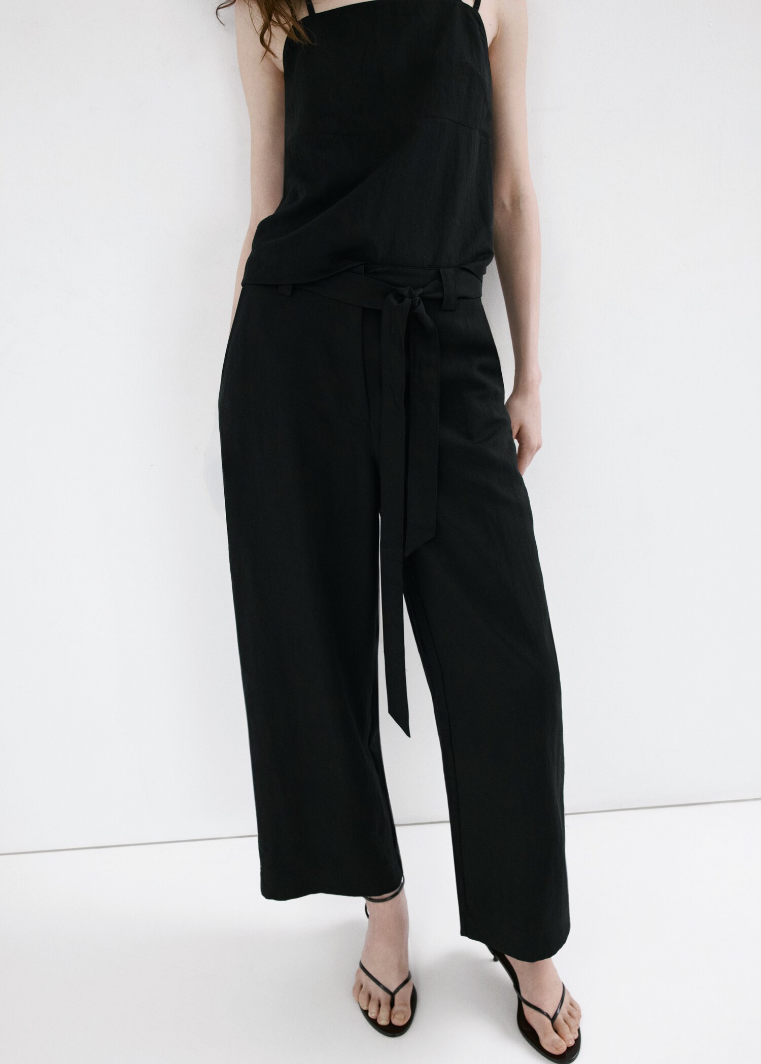 Lyocell trousers with belt - Medium plane