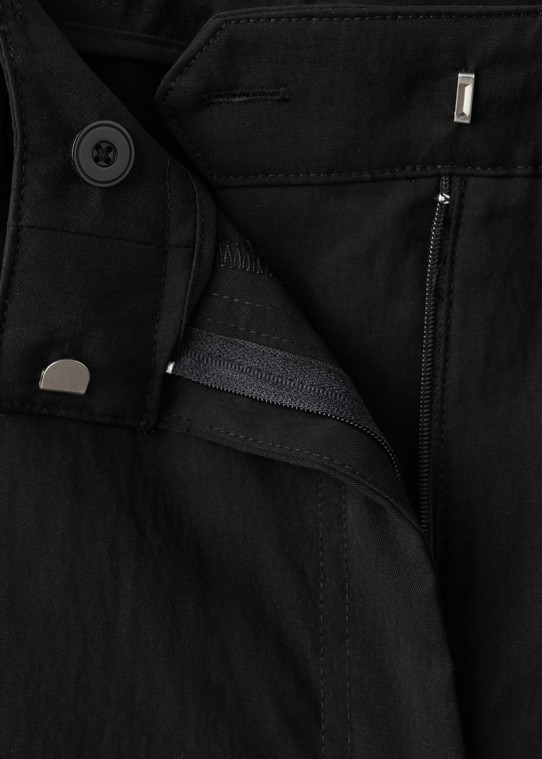 Lyocell trousers with belt - Details of the article 0, Black. Ref: 27097916-00.