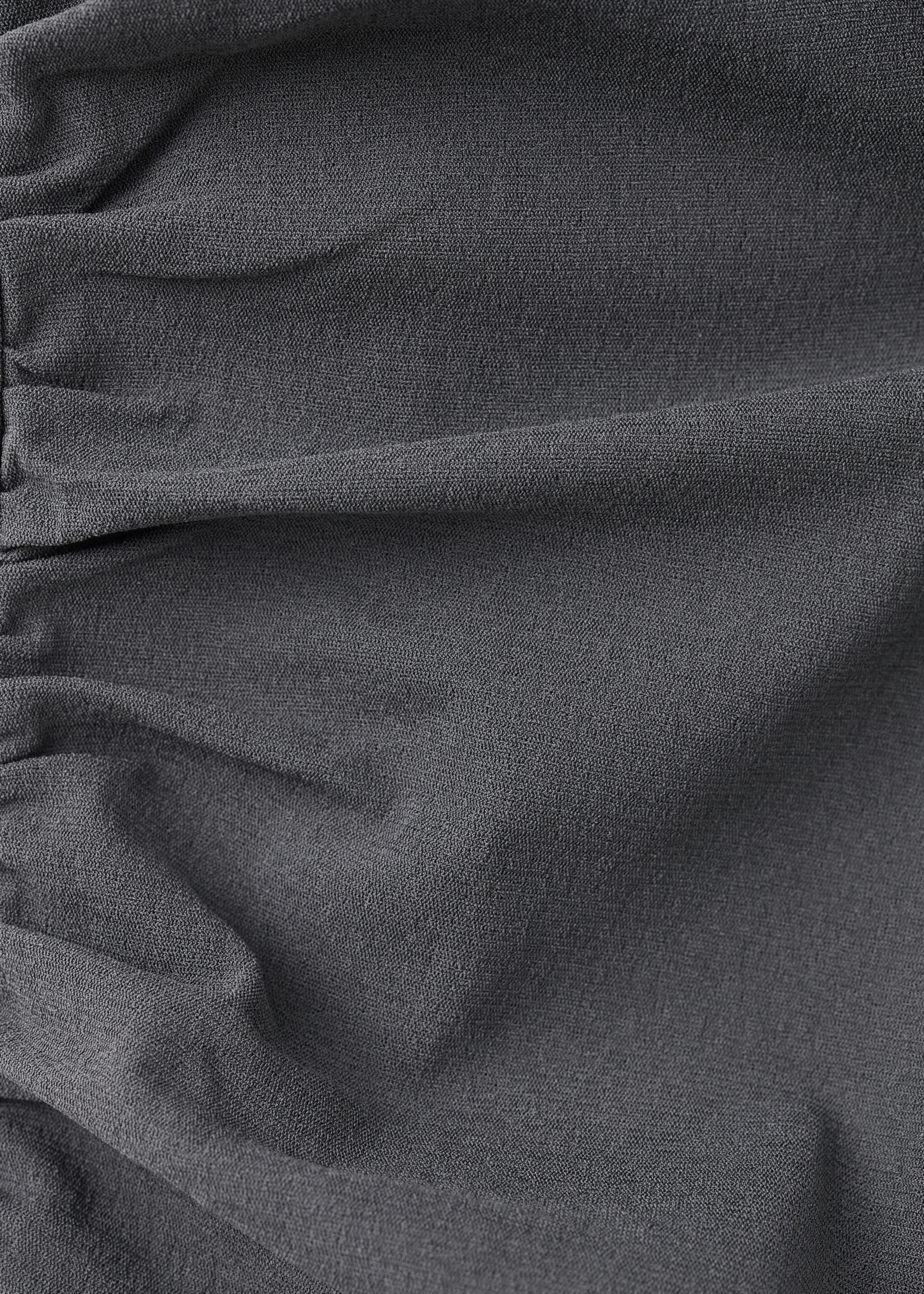 Short ruched dress with ruffled hem - Details of the article 8, Charcoal. Ref: 27097938-00.