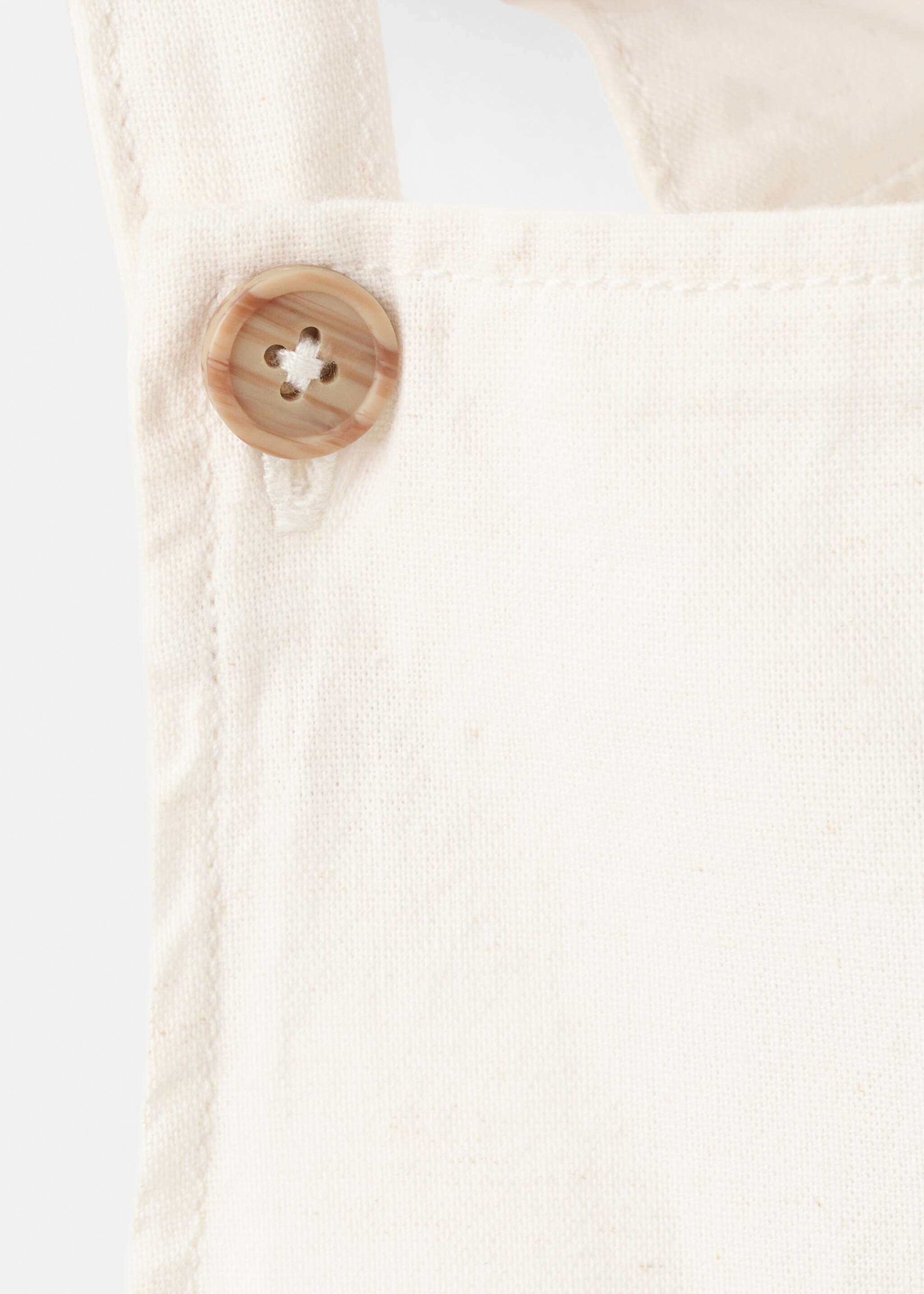Cotton linen overalls - Details of the article 8, White. Ref: 27098263-00.