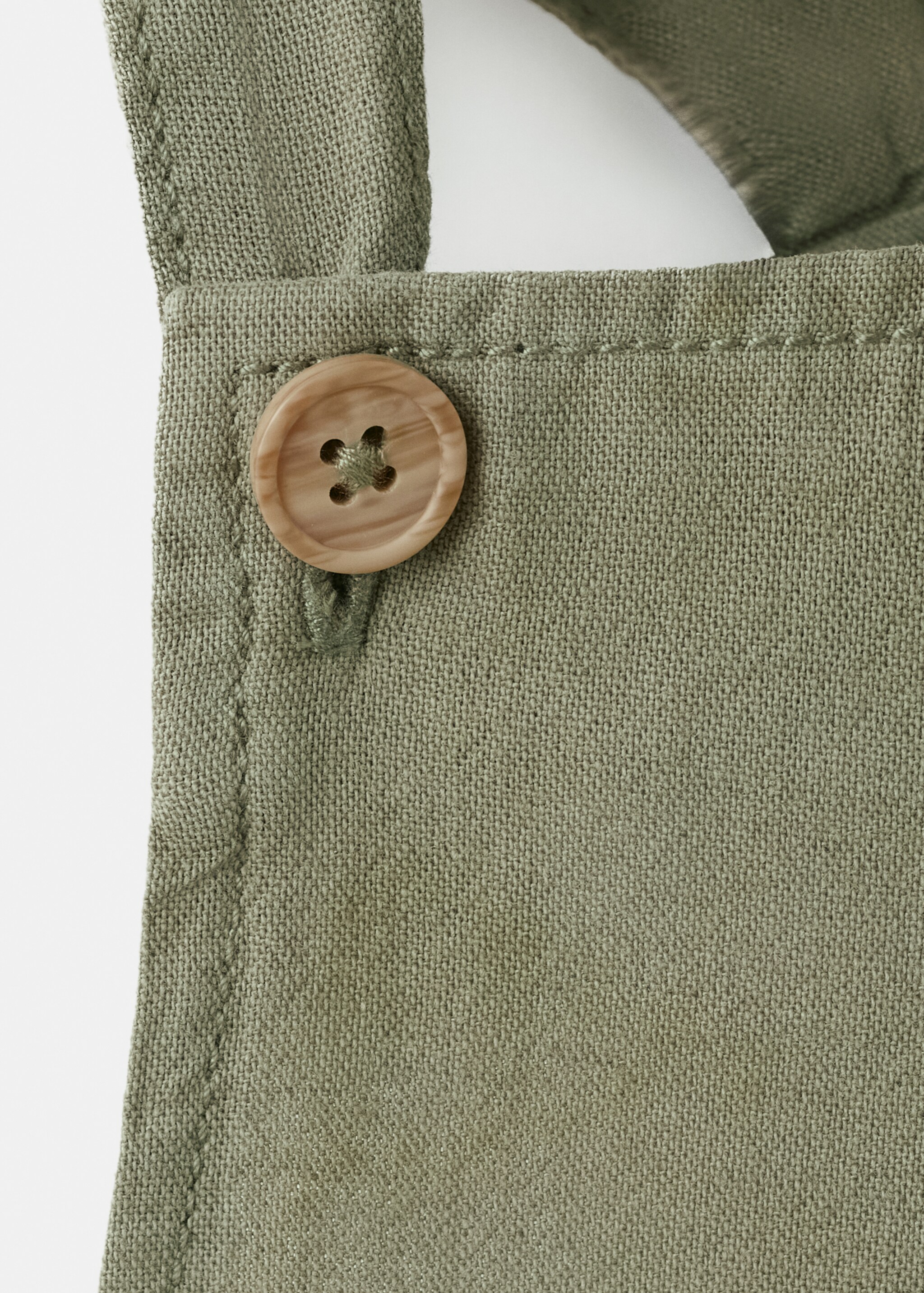 Latzhose aus Leinen mit Baumwolle - Detail des Artikels 8, Khaki. Ref: 27098263-00.