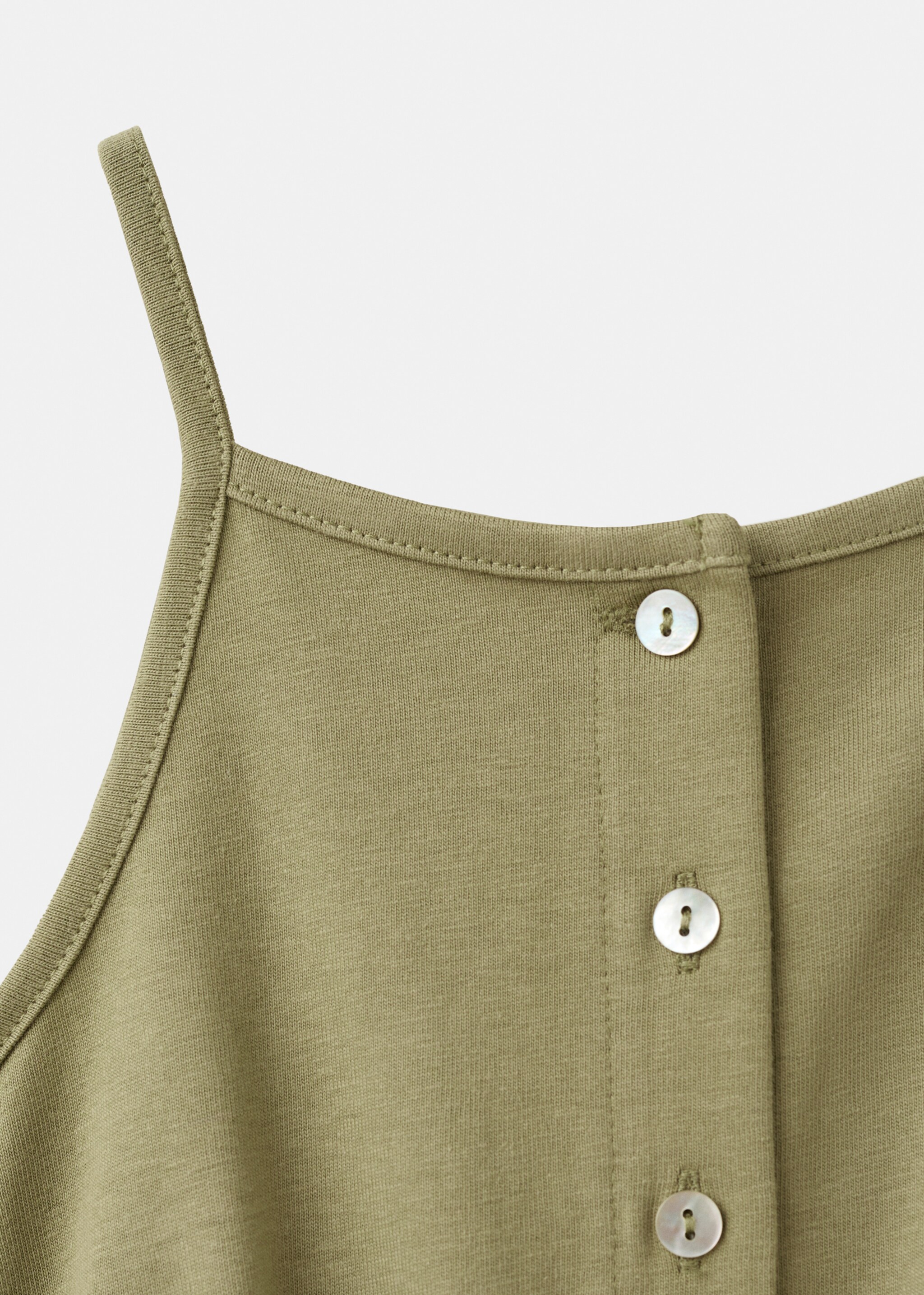 Cotton short jumpsuit - Details of the article 8, Khaki. Ref: 27098265-00.