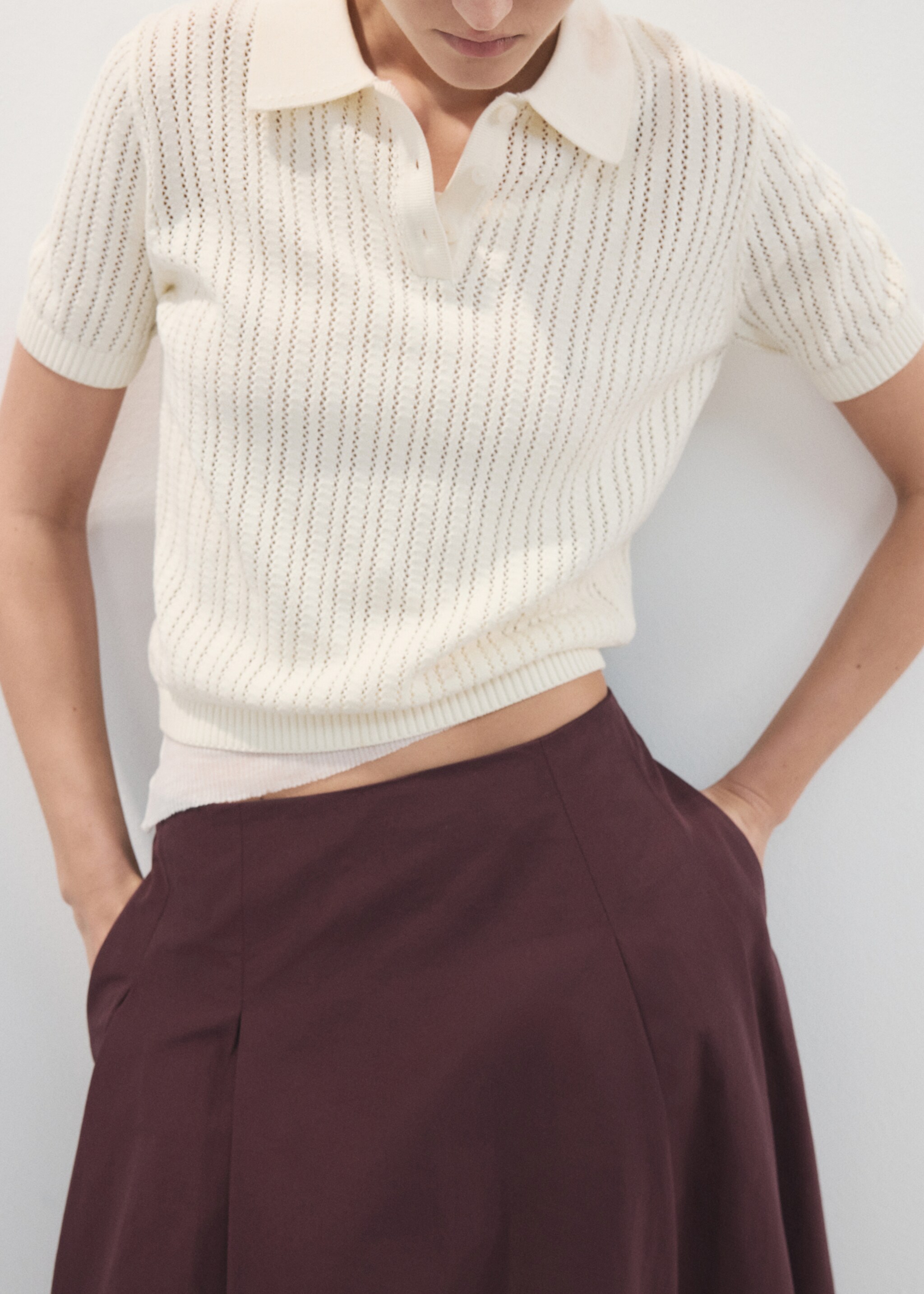 Falda midi evasé - Detalle del artículo 6, Granate. Ref: 27098646-00.