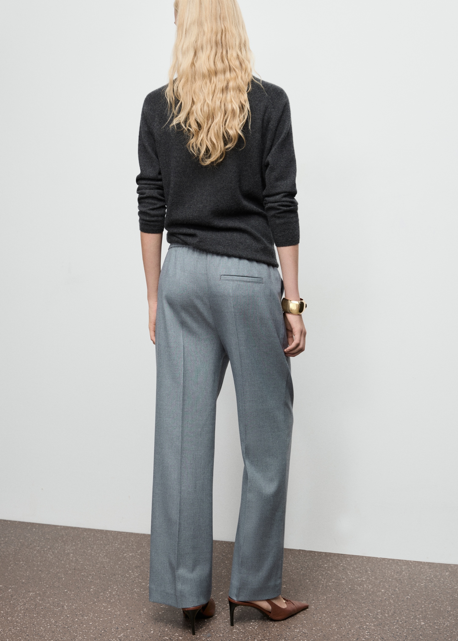 Wide Leg Trousers With Elastic Waist