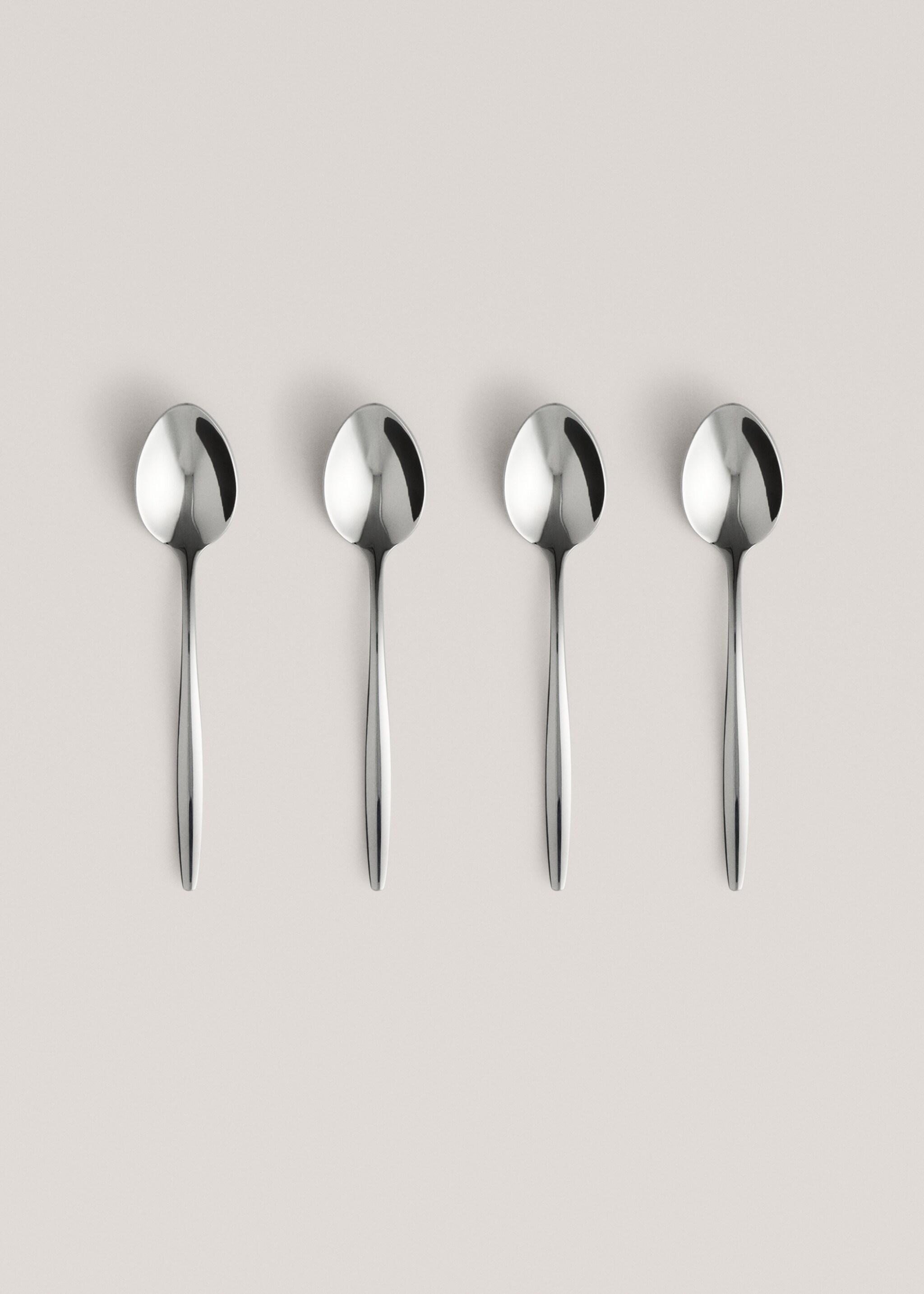 Pack mit 4 Dessertlöffeln aus Edelstahl mit schlankem Griff - Artikel ohne Model, Silber. Ref: 27123352-00.