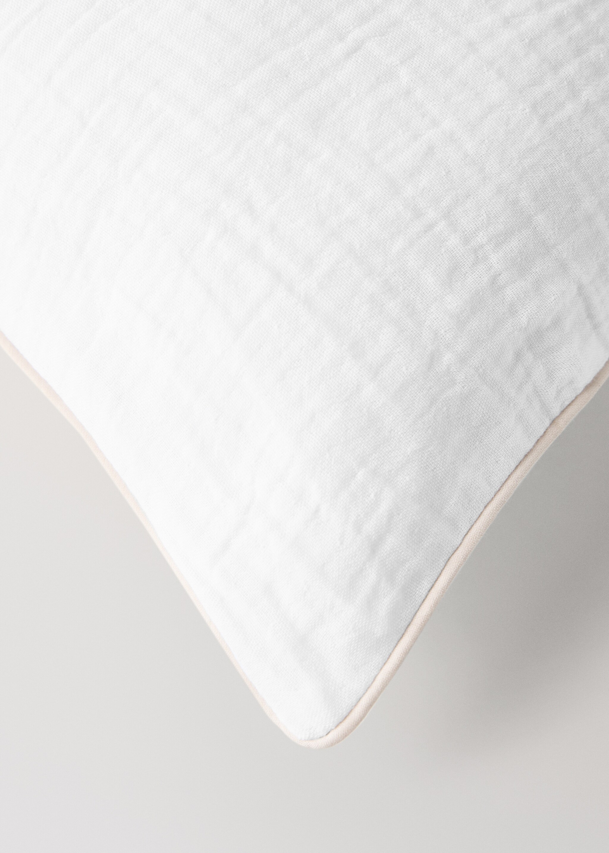 Chiffon cotton duvet cover with contrast piping for cot - Details of the article 3, White. Ref: 27184102-00.