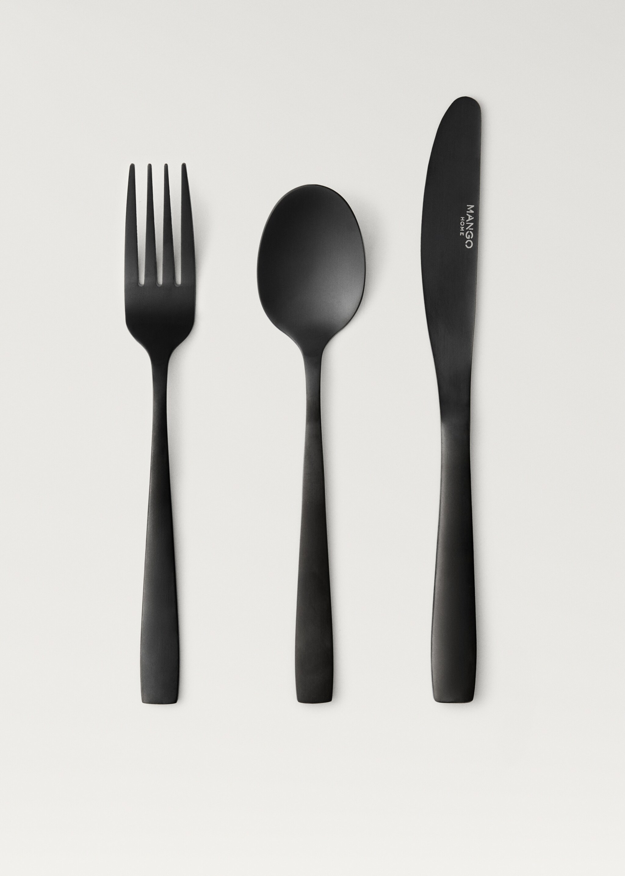3-piece cutlery set in stainless steel with a matte finish - Article without model, Black. Ref: 27193347-00.