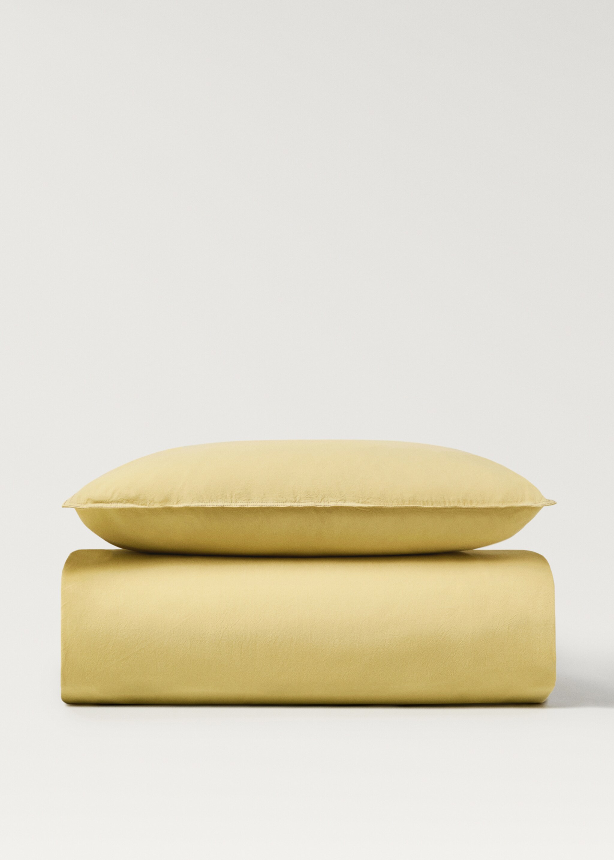 Funda nórdica cuna algodón lavado doble pespunte - Artículo sin modelo, Mostaza. Ref: 27193348-00.