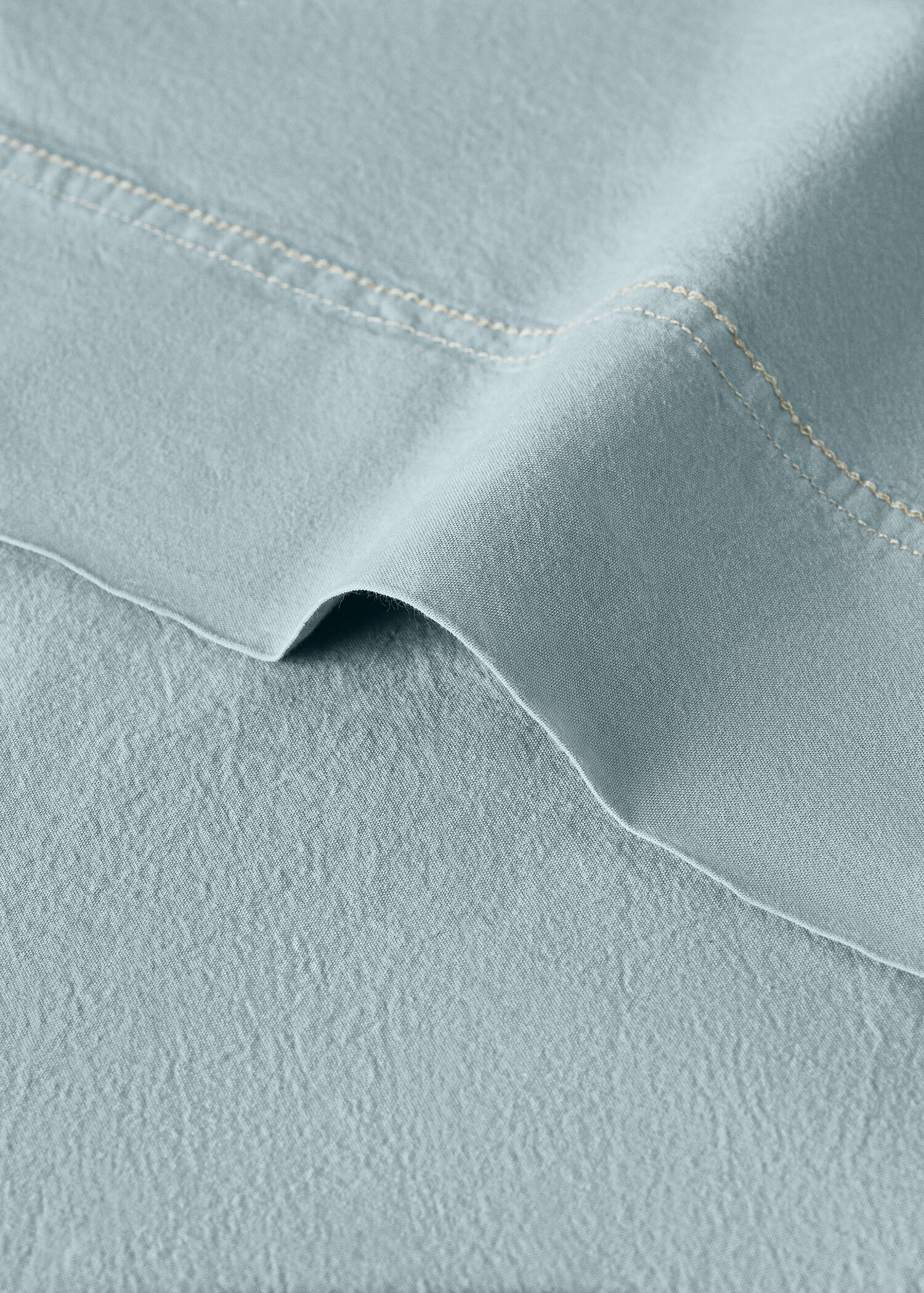 Washed cotton double-stitched top sheet for cot - Details of the article 1