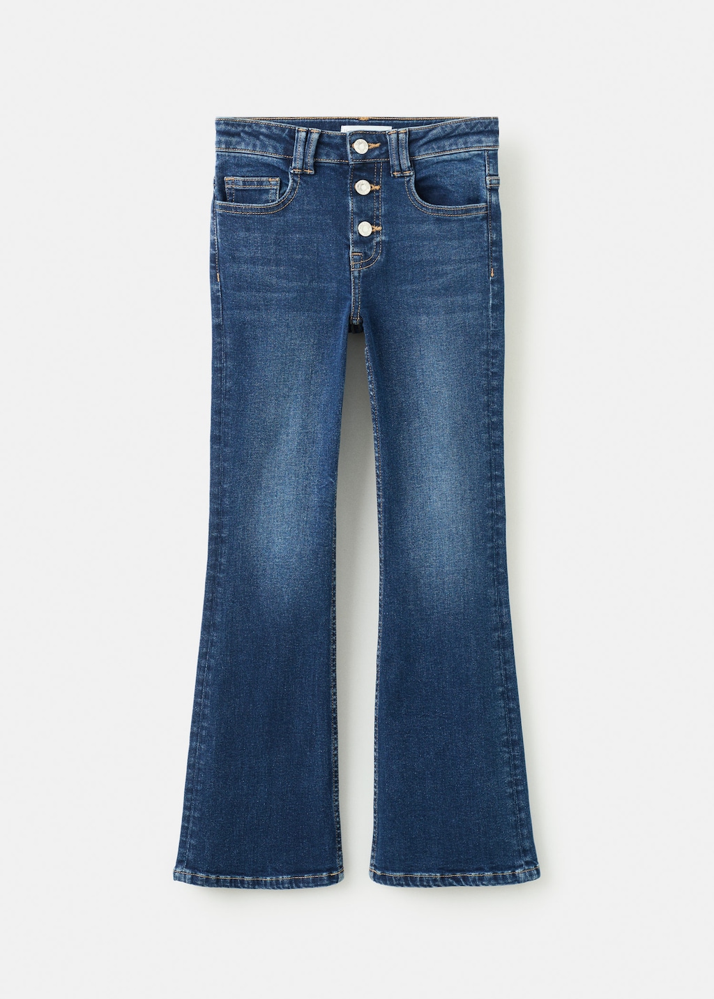 Mango Kids' Buttons Flare Jeans In Blue