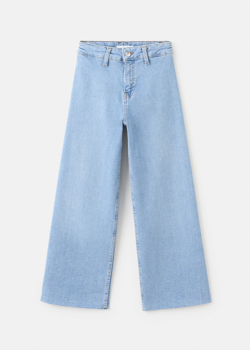 Mango Kids' Wideleg Low Frayed Hem Jeans In Blue