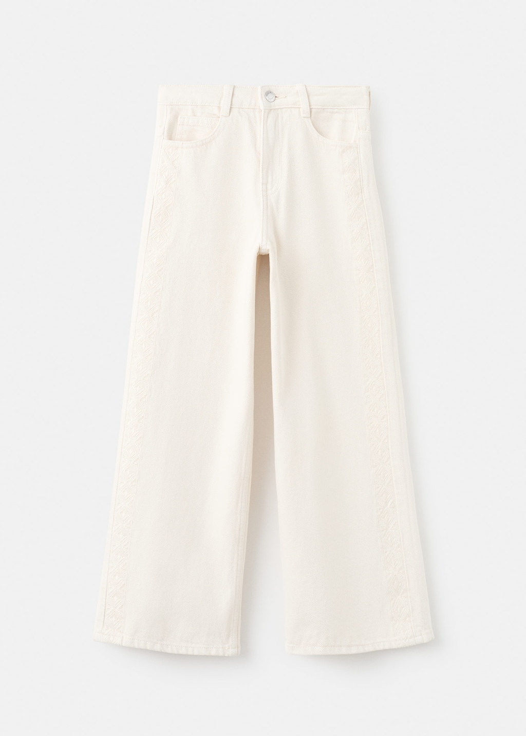 Mango Jean À Broderie Latérale Sable - Enfants - 13-14 Ans -  Kids In Neutral