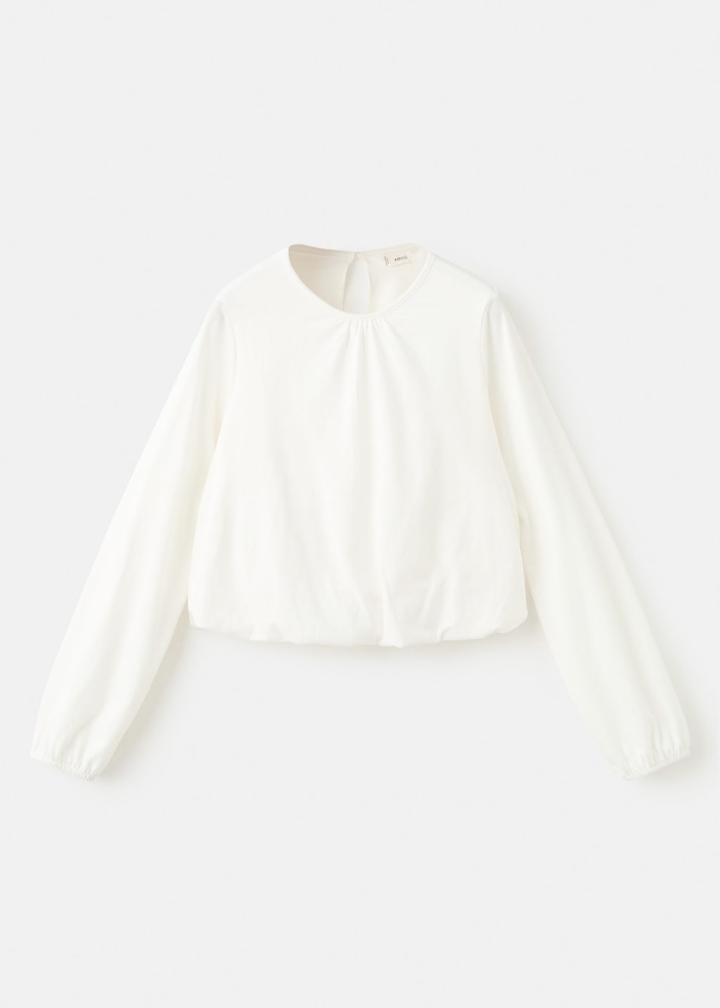 Mango Kids' Gathered Cotton T-shirt Off White In Neutral