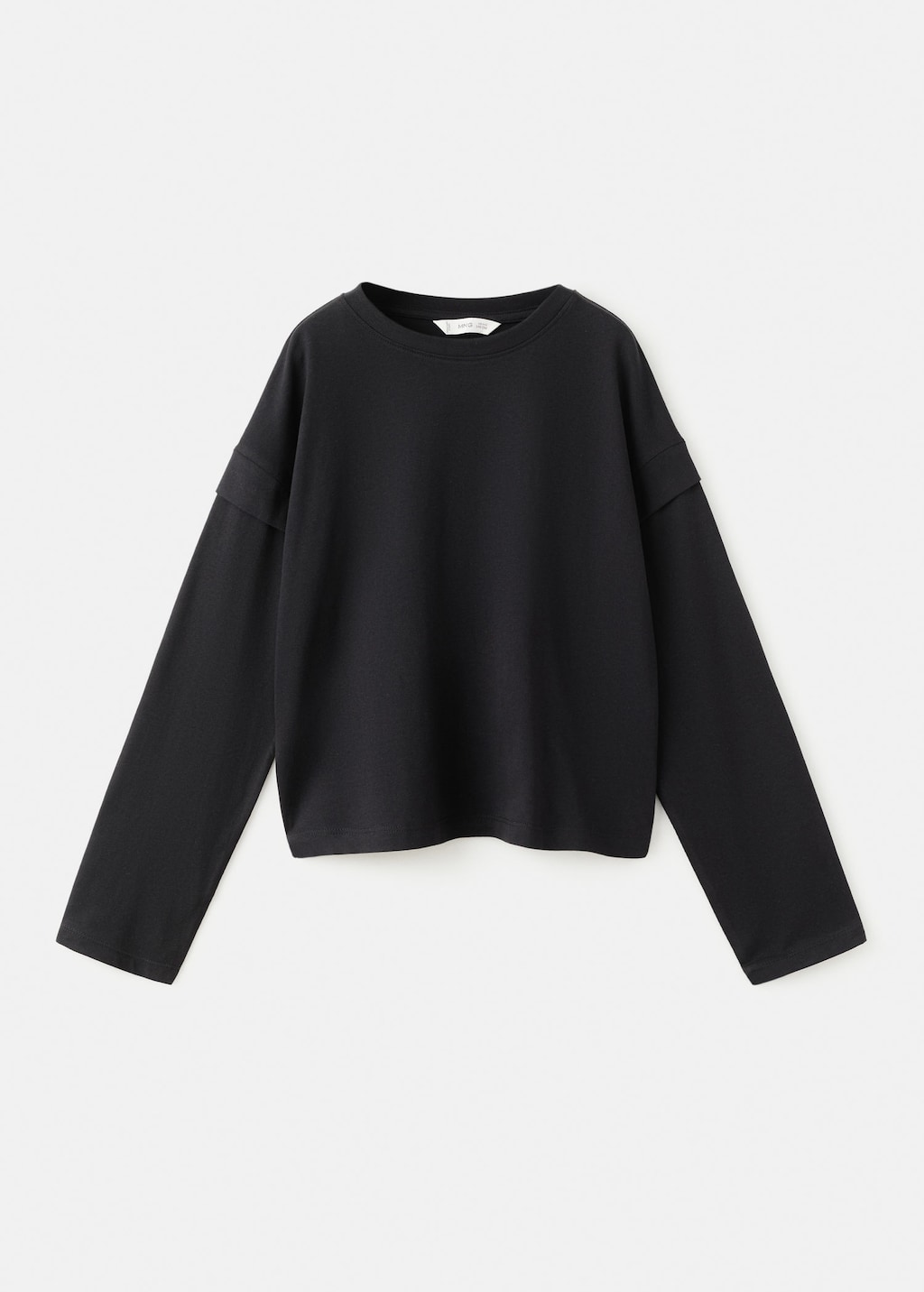 Mango Kids' Sleeve Detail T-shirt In Black