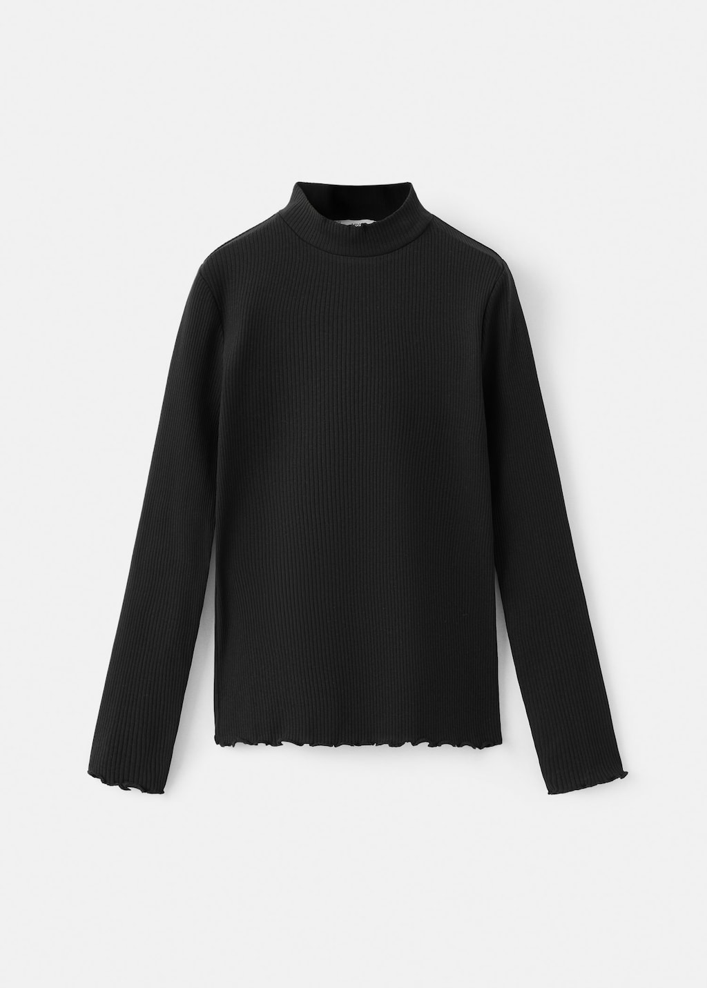 Mango Kids' Ribbed Long-sleeved T-shirt In Black