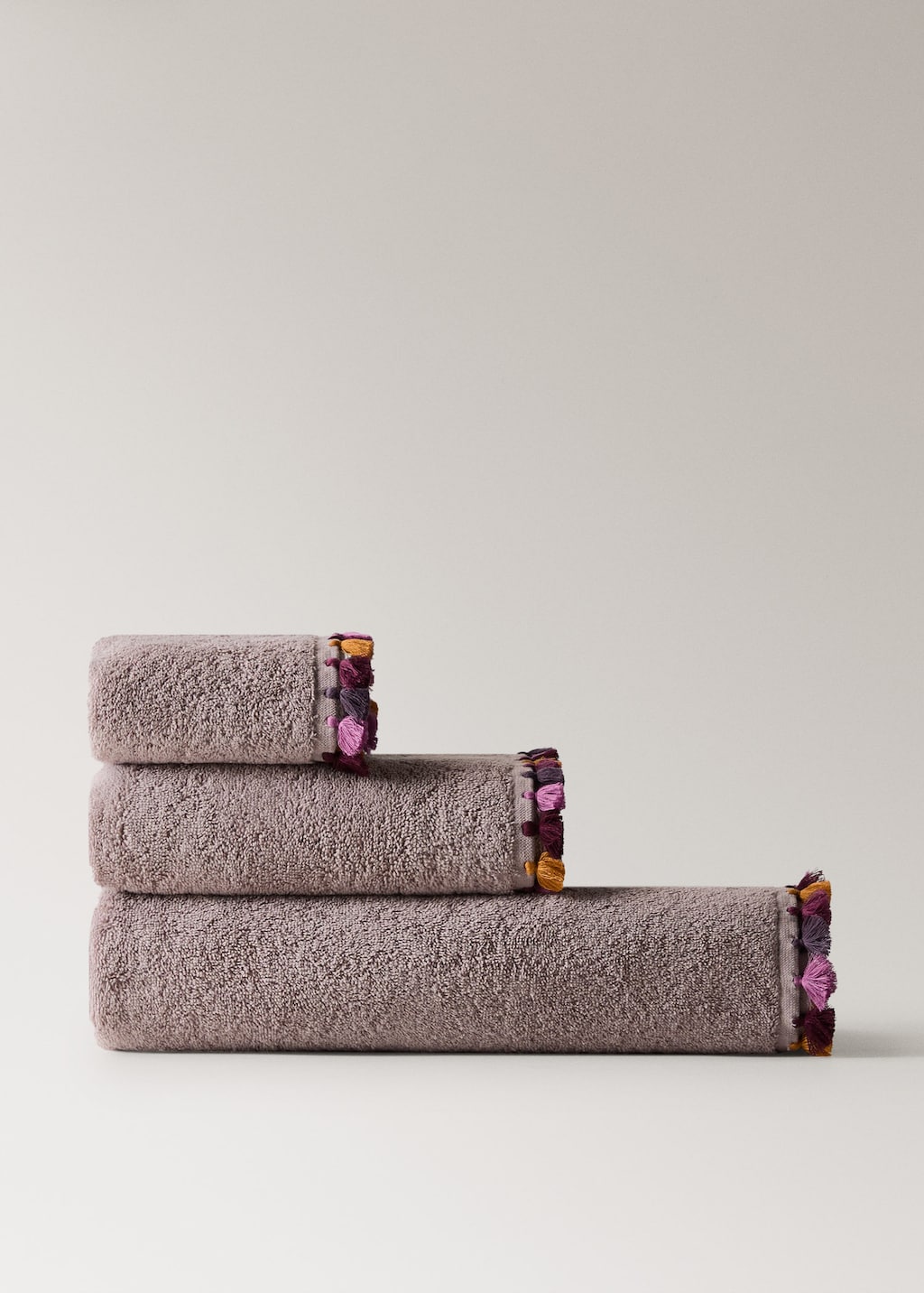Mango Cotton Terry Guest Towel With Pompom Detail Lavender In Purple