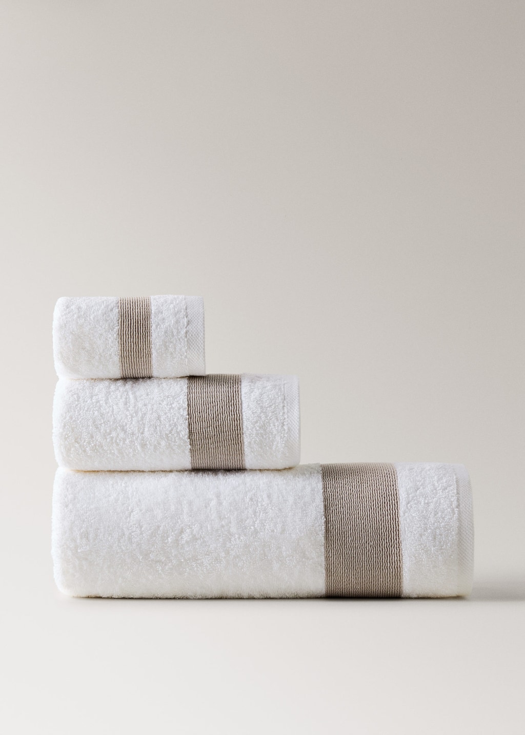 Mango Multicoloured Striped Jacquard Cotton Guest Towel Ecru In White