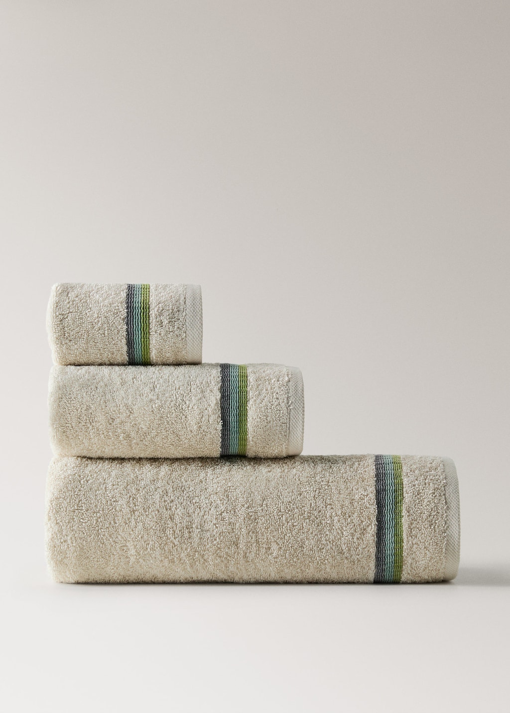 Mango Bath Towel With Striped Trim Aqua Green In Multi
