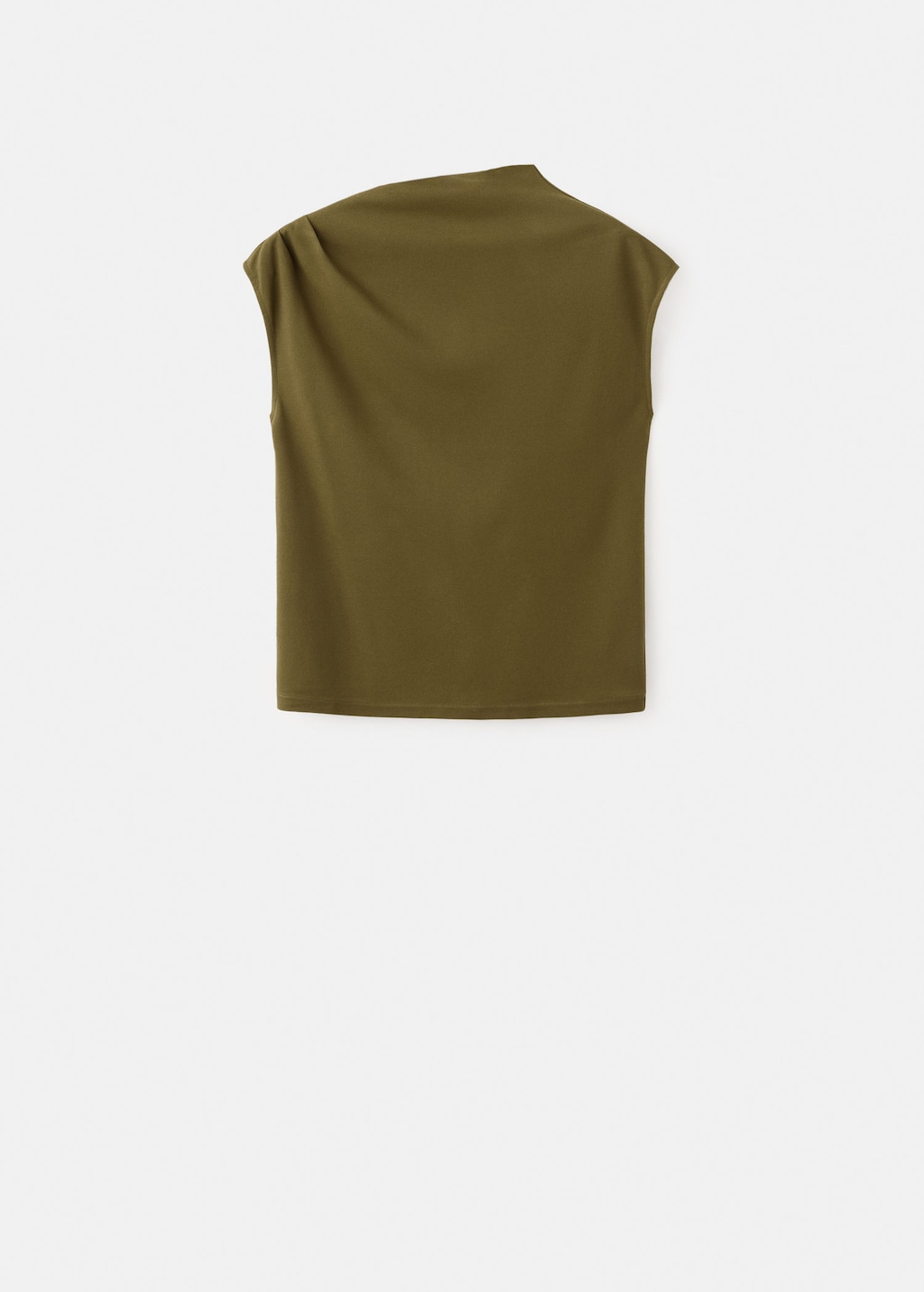 Mango T-shirt With Gathered Asymmetrical Neck Khaki In Brown