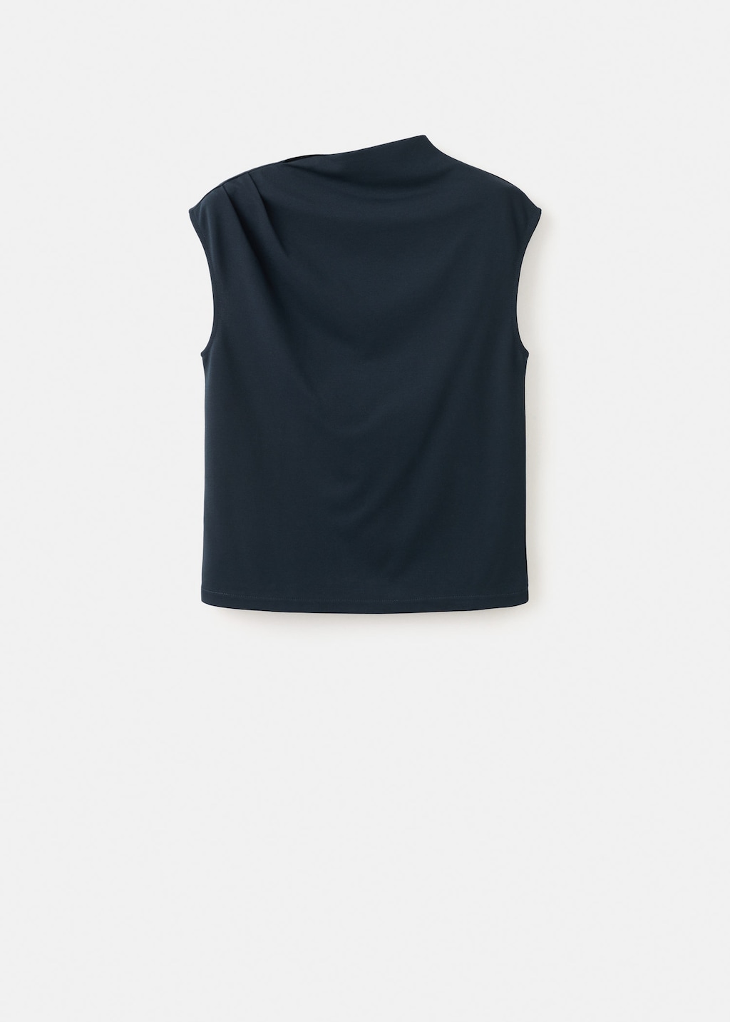 Mango T-shirt With Gathered Asymmetrical Neck Navy In Blue