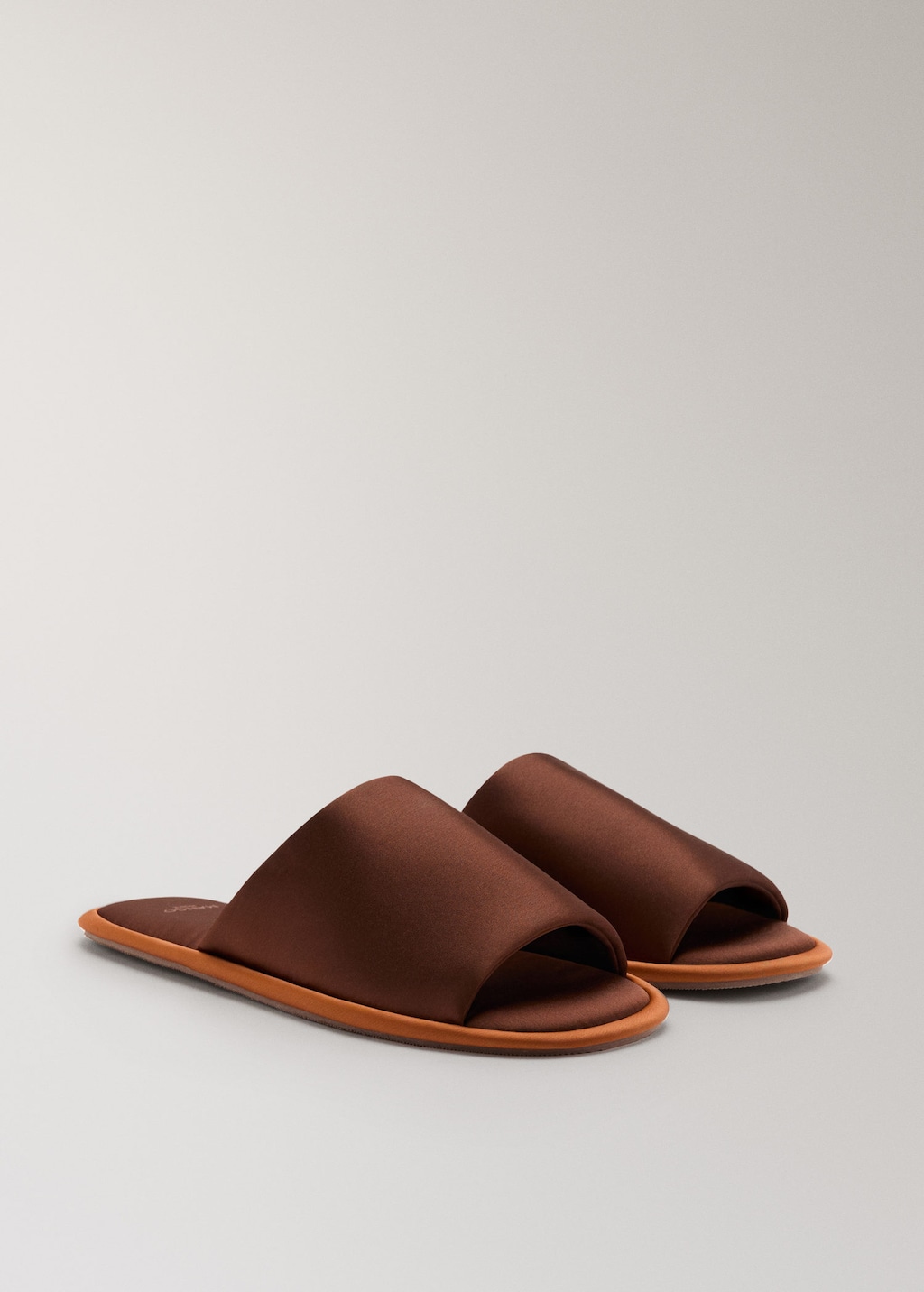 Mango Mules Satinées Avec Passepoil Contrastant En Satin Marron - Femme - 40 -  In Brown