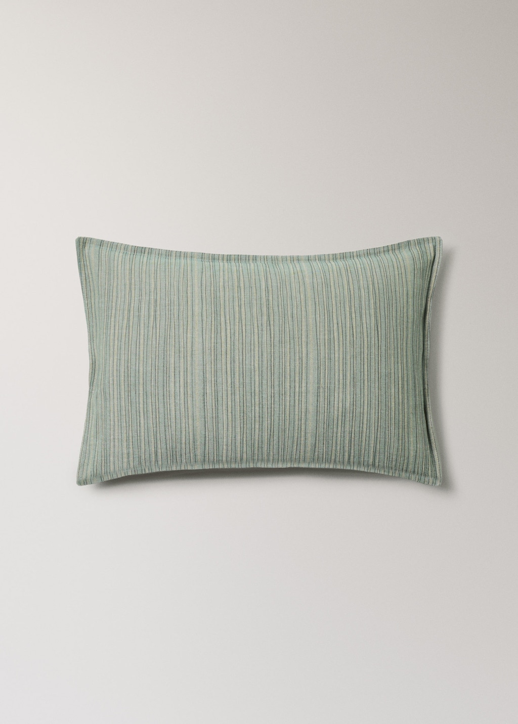 Mango Fine Striped Linen Cotton Cushion Cover 40x60cm Aqua Green In Grey