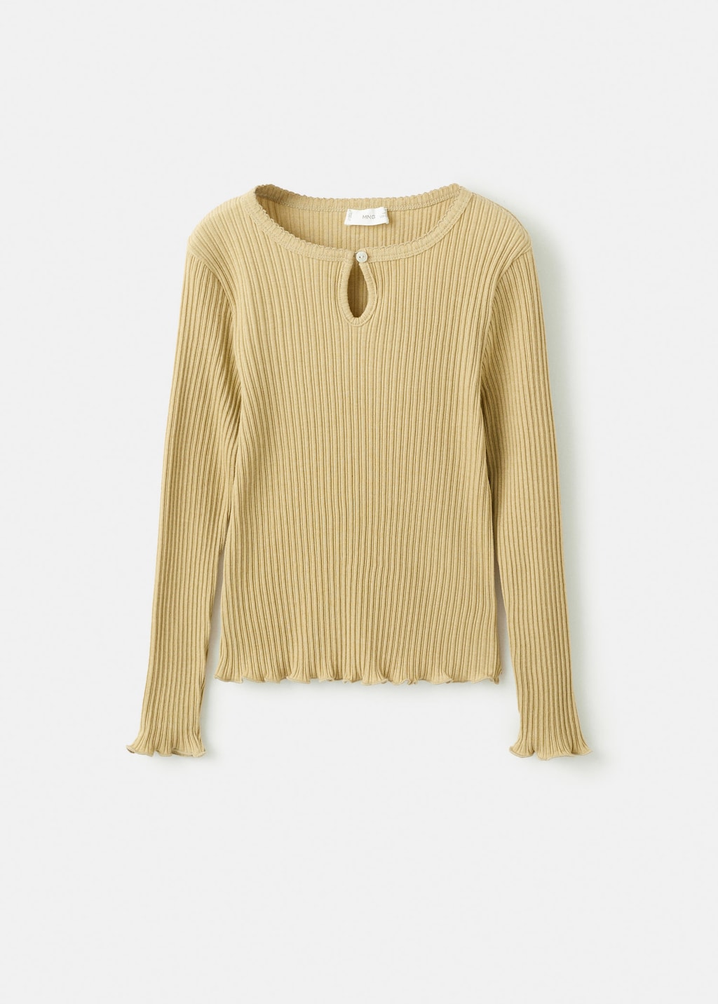 Mango Kids' Ribbed Long-sleeved T-shirt Olive Green