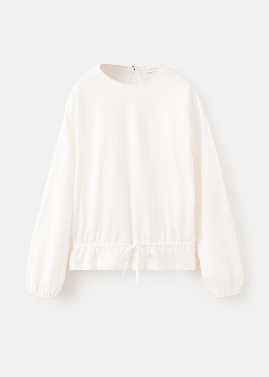 Mango Kids' Cotton T-shirt With Embroidery Details Off White