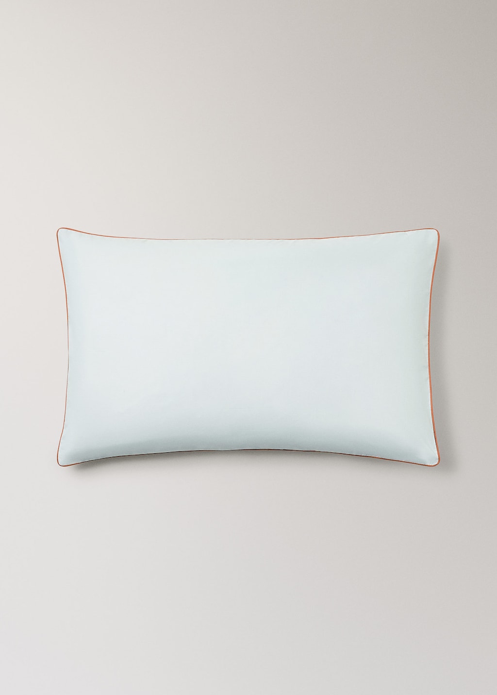 Mango Reversible Percale Cotton Pillowcase With Contrasting Piping 50x75 Cm Aqua Green In Blue