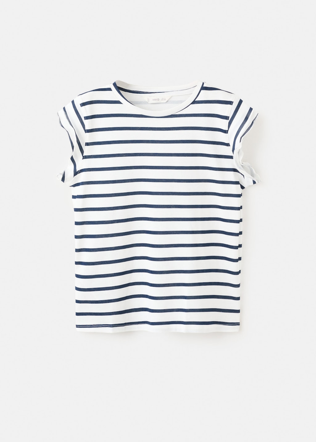 Mango Kids' Ruffled Striped T-shirt Navy In Blue