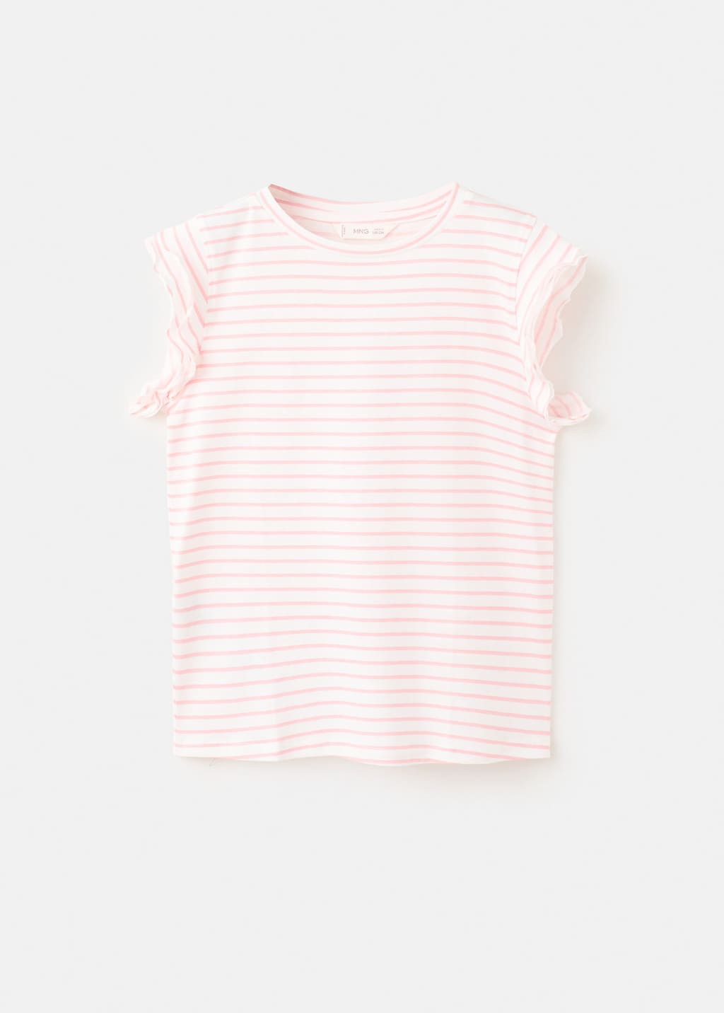 Mango Kids' Ruffled Striped T-shirt Pink