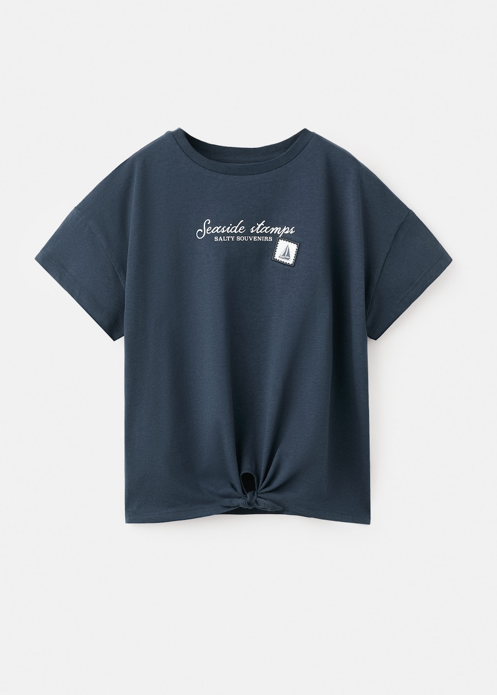 Mango Kids' Knot Detail T-shirt Navy In Blue