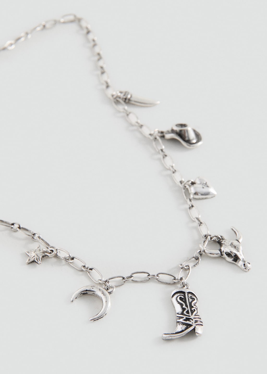 Mango Pendant Necklace With Charms Silver In Pink