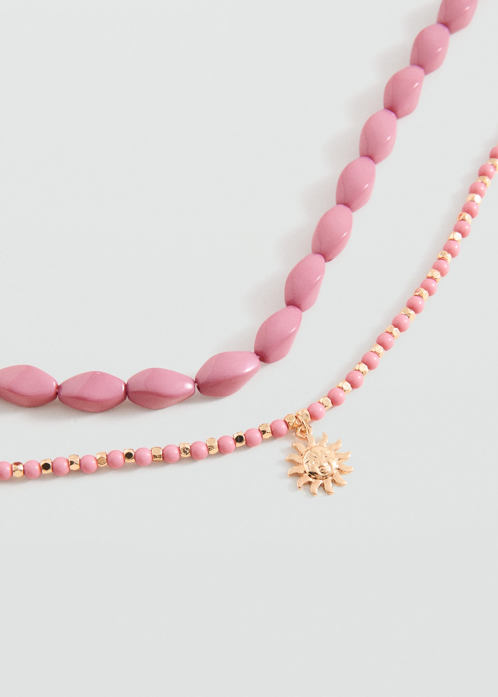 Mango 2 Pack Of Necklaces Pastel Pink