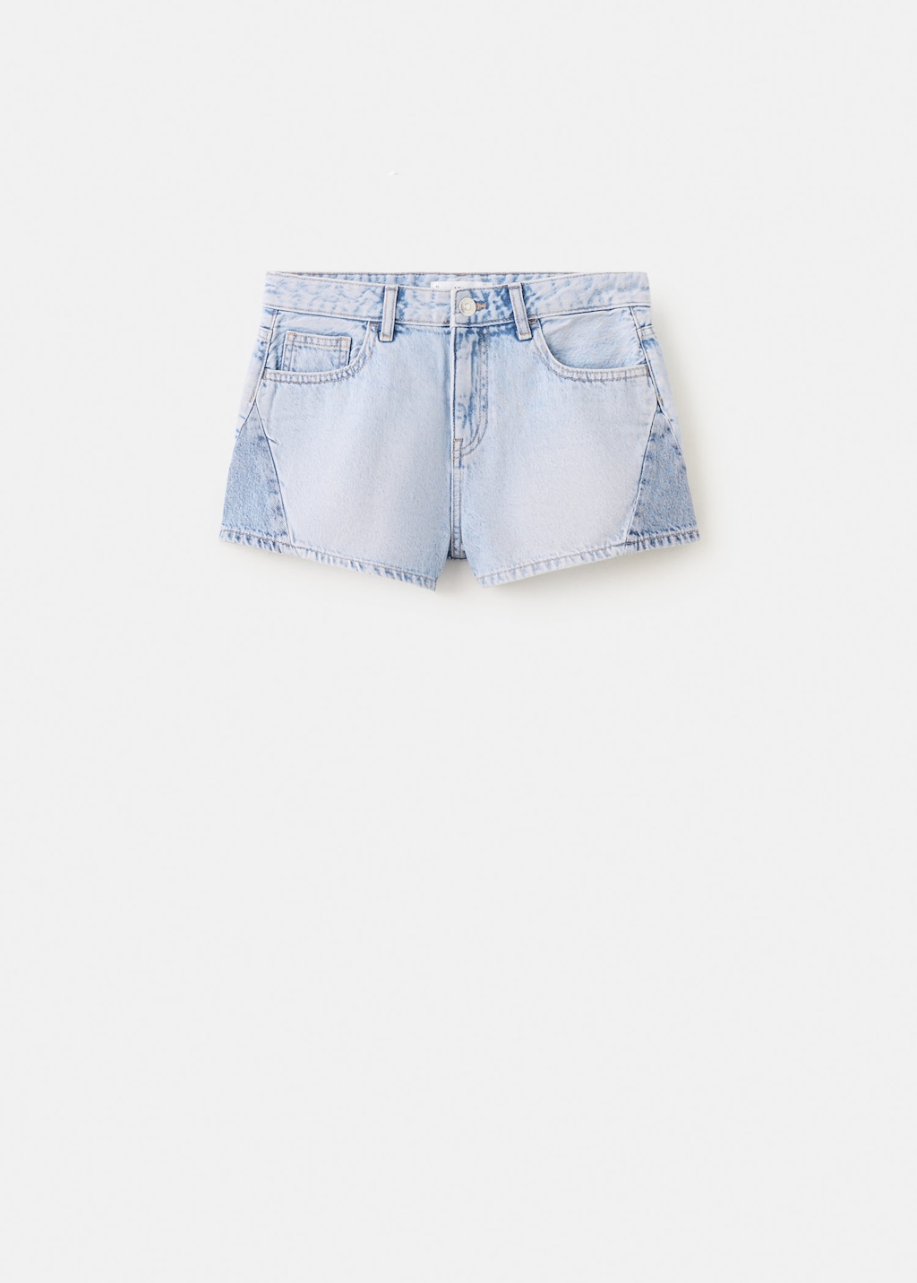 Mango Lateral Contrast Denim Shorts Light Blue
