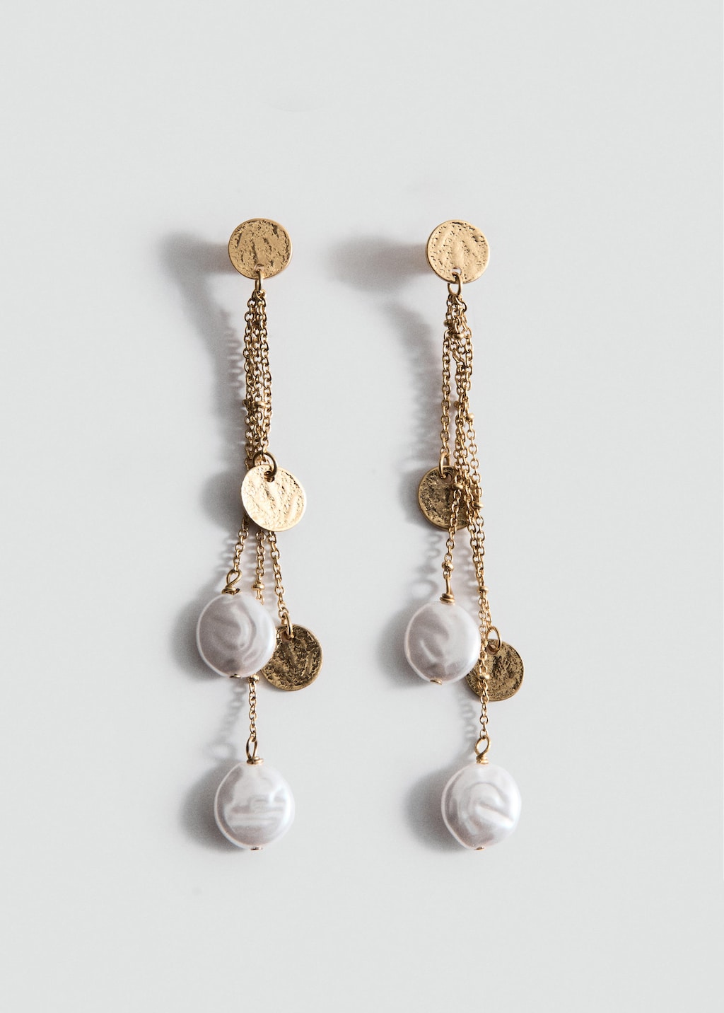 Mango Boucles D'oreilles Pendantes Perles Or - Femme - Taille Unique - In Orange