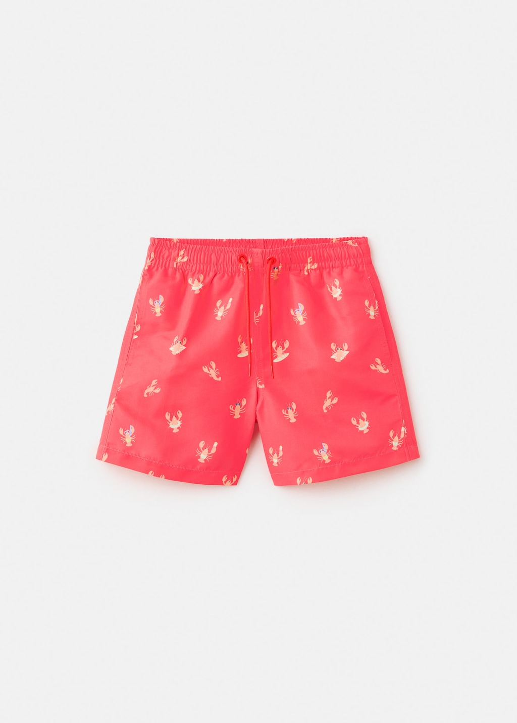 Mango Kids' Lobster-print Swimming Costume In Coral Red